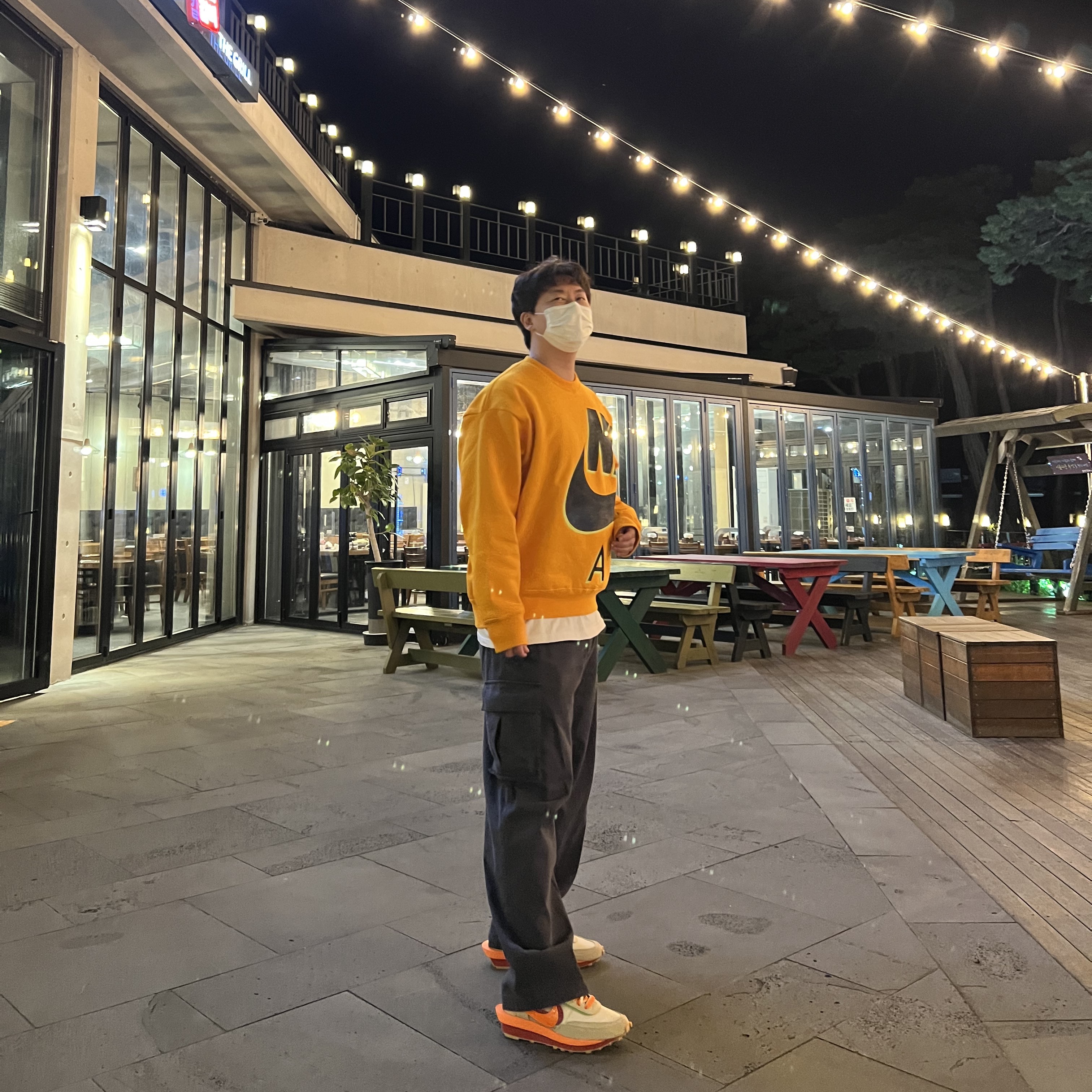 Nike x Kim Jones Fleece Crew Circuit Orange - US/EU, Nike x Sacai x Clot LDWaffle Orange Blaze 착용 스타일 - 3
