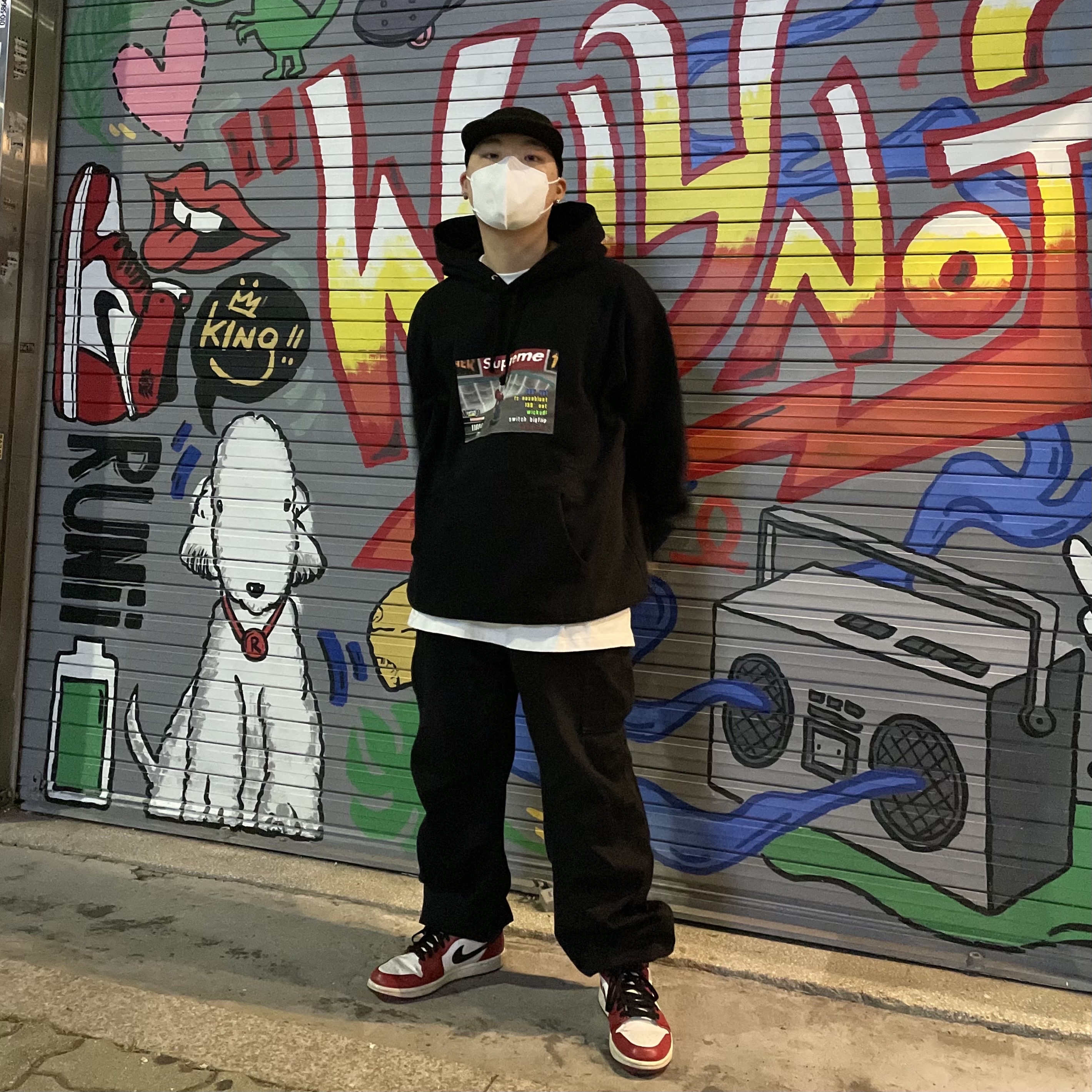 Supreme x Thrasher Hooded Sweatshirt Black - 21FW, Jordan 1 Retro Chicago 2013 착용 스타일 - 1