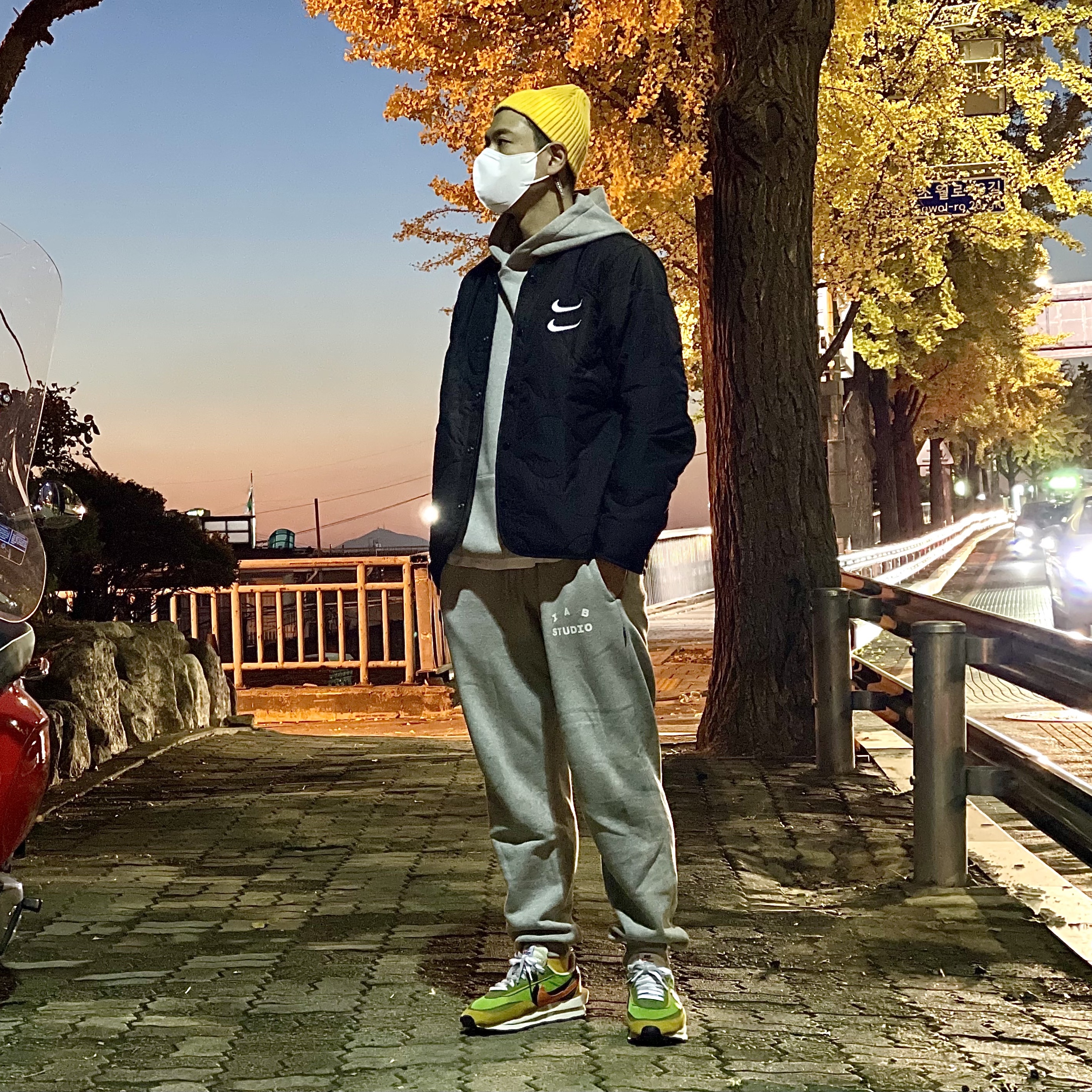 IAB Studio Sweatpants Gray - 21SS, IAB Studio Hoodie Gray - 21SS 착용 스타일