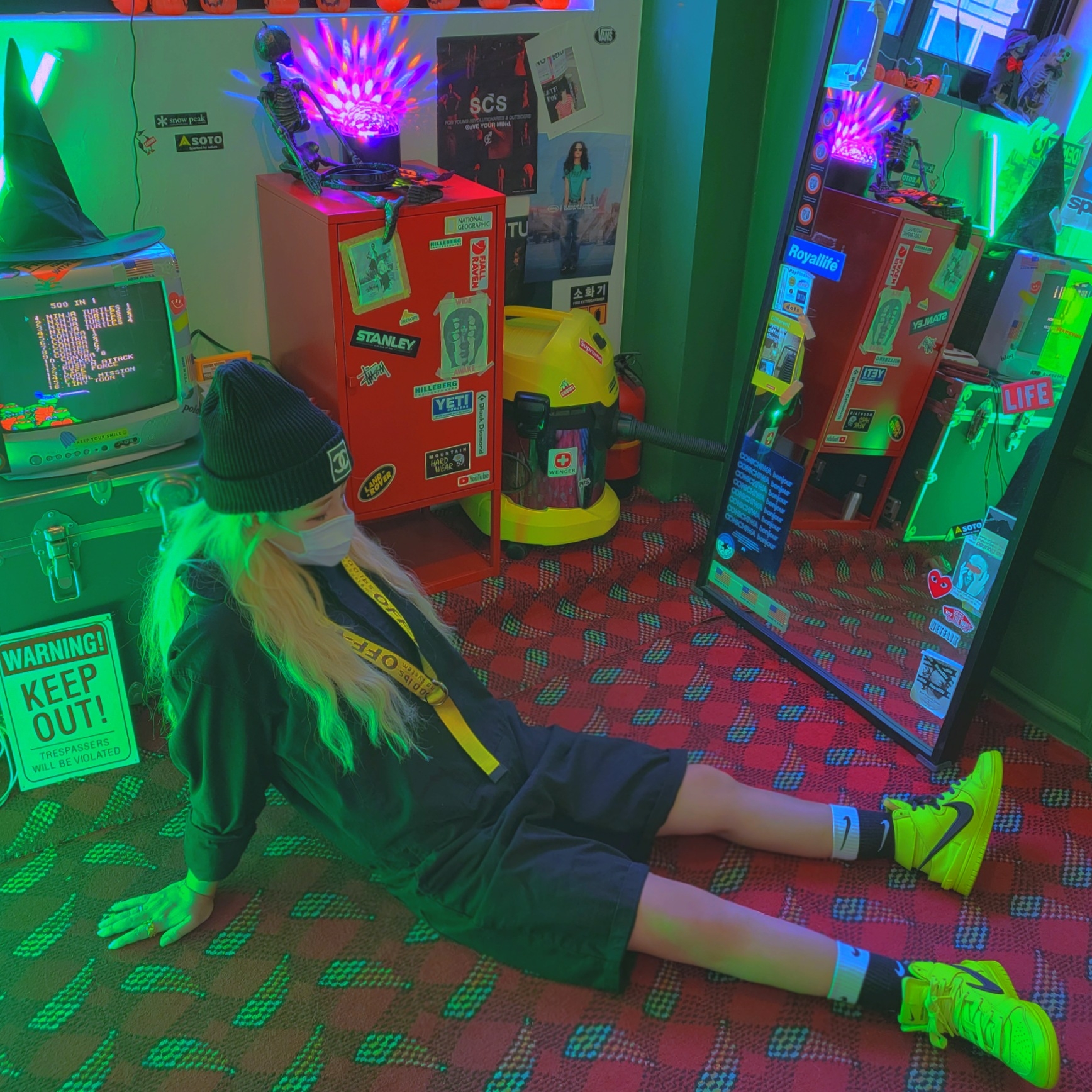 Nike x Ambush Dunk High Flash Lime 착용 스타일 - 1