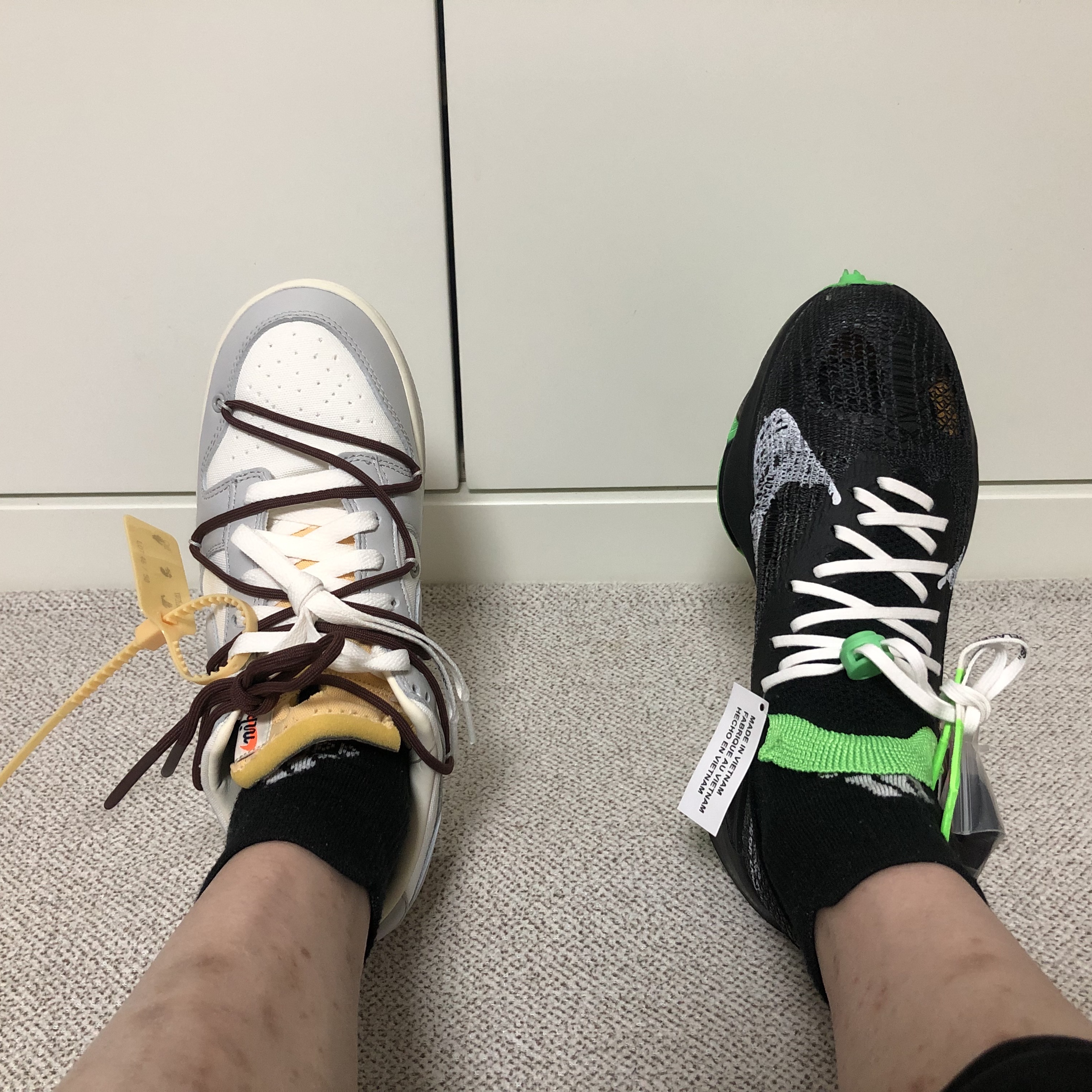 Nike x Off-White Dunk Low The 50 - Lot 46, Nike x Off-White Air Zoom Tempo Next% Black 착용 스타일
