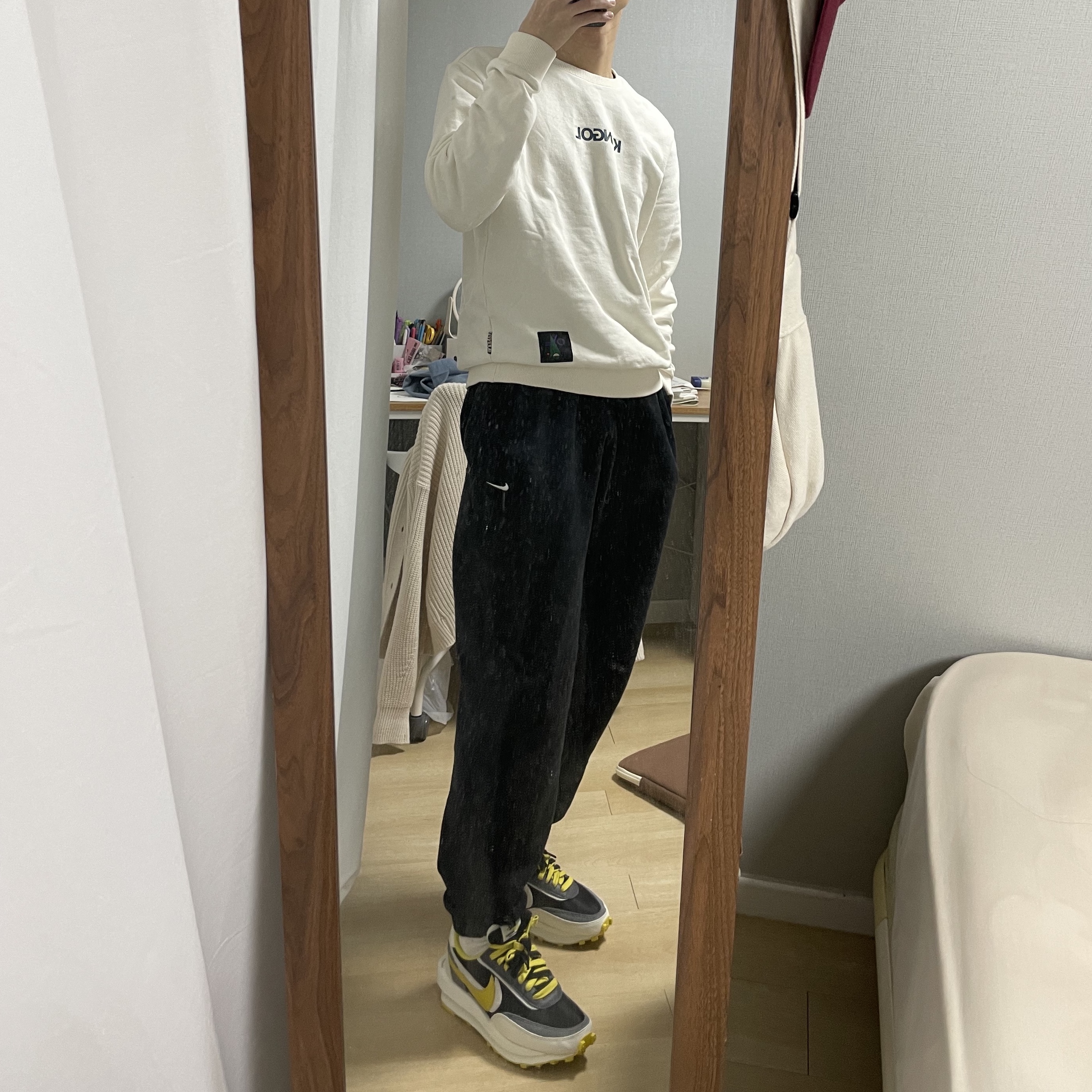 Nike x Sacai x Undercover LDWaffle Black Bright Citron 착용 스타일