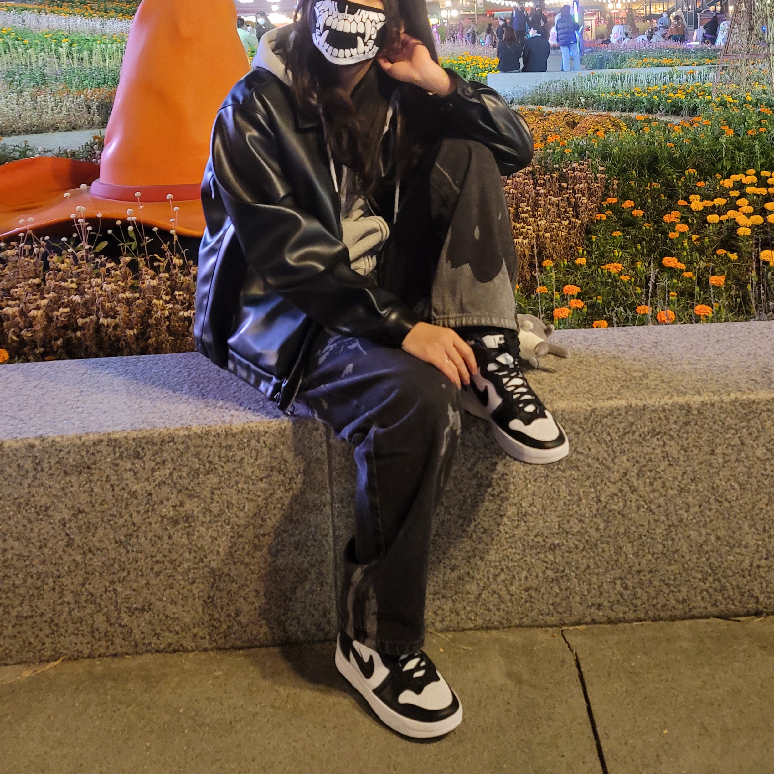 (W) Nike Dunk High Up Black and White 착용 스타일