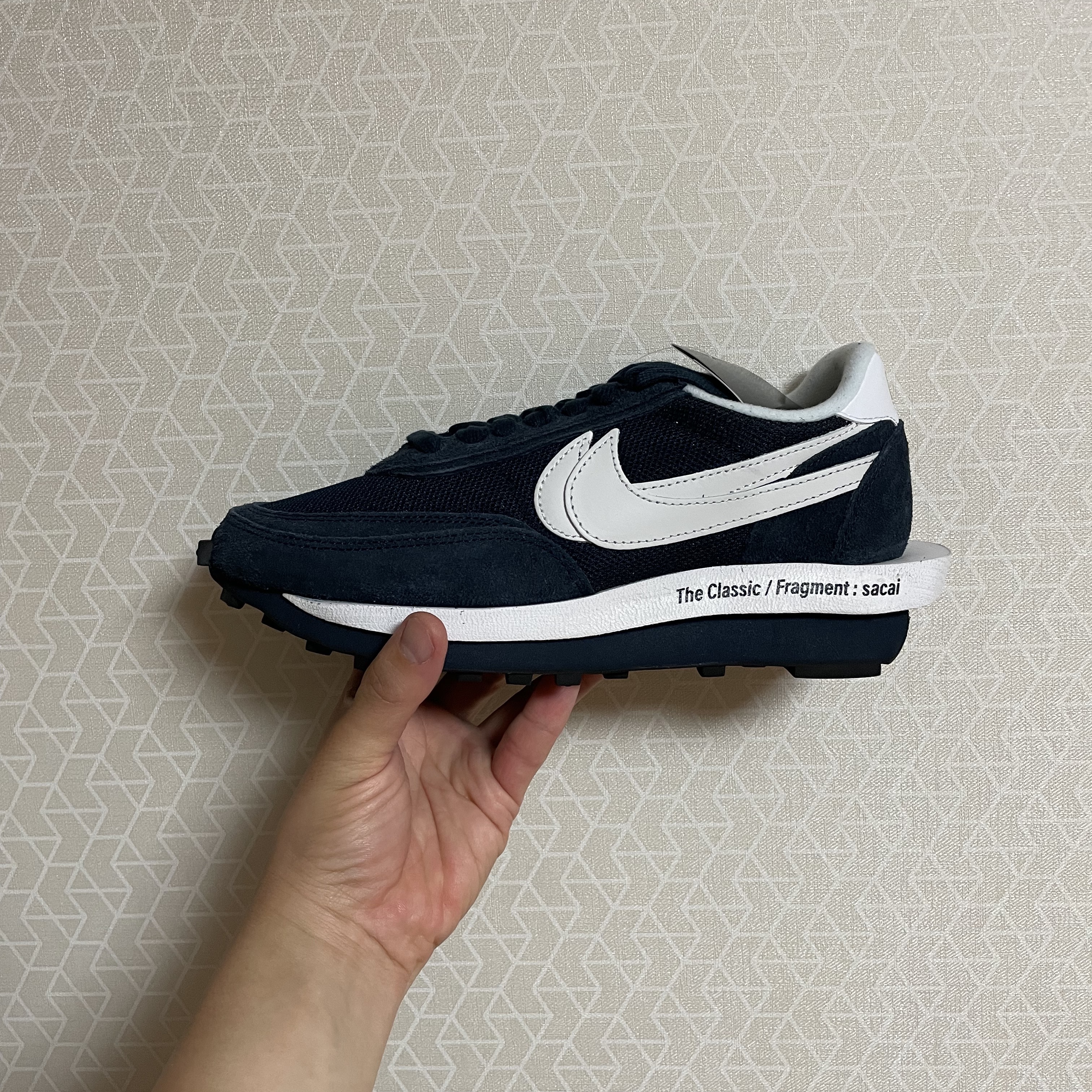 Nike x Sacai x Fragment LDWaffle Blackened Blue 착용 스타일 - 3