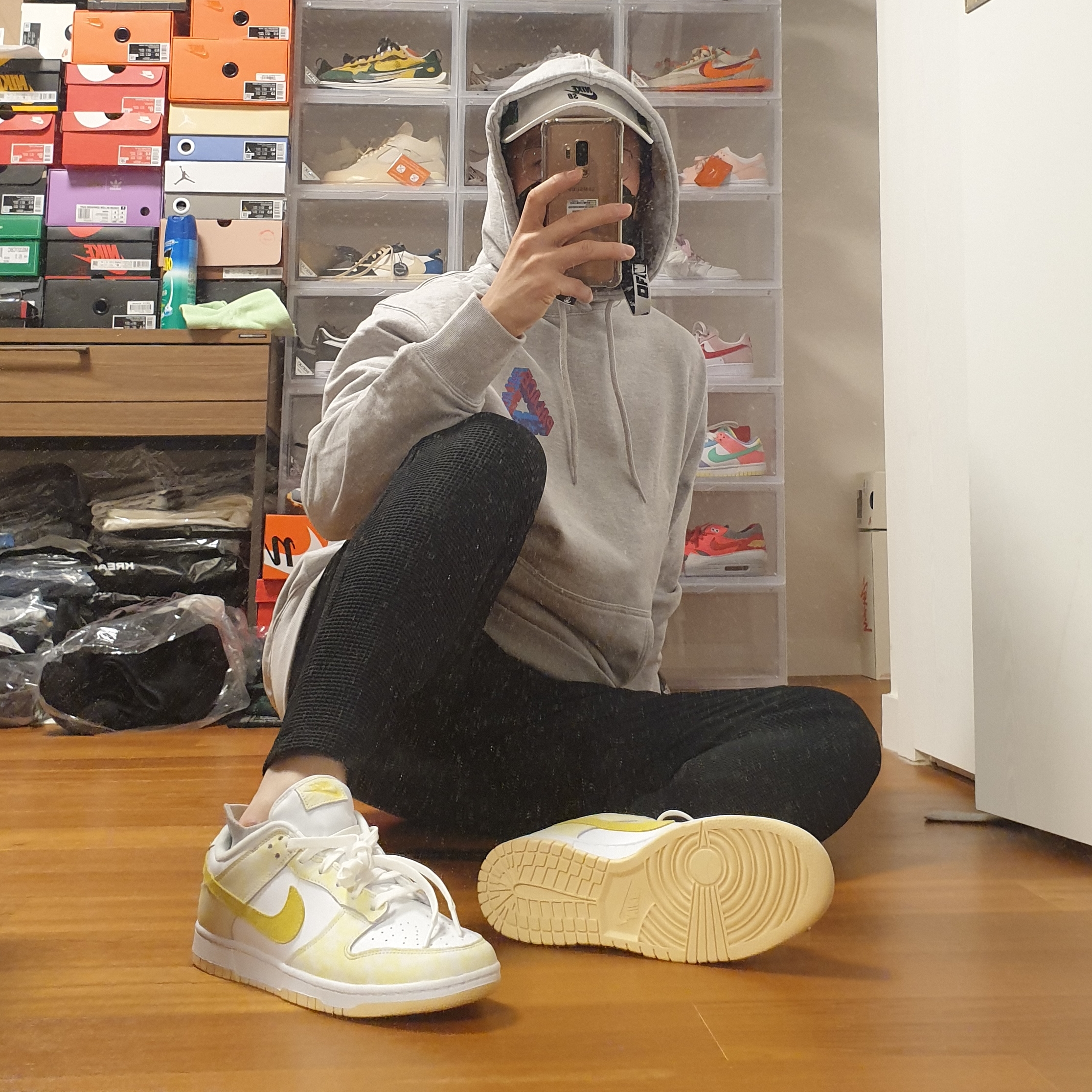 Palace P-3D Hood Grey Marl - 21FW, (W) Nike Dunk Low Yellow Strike 착용 스타일 - 2