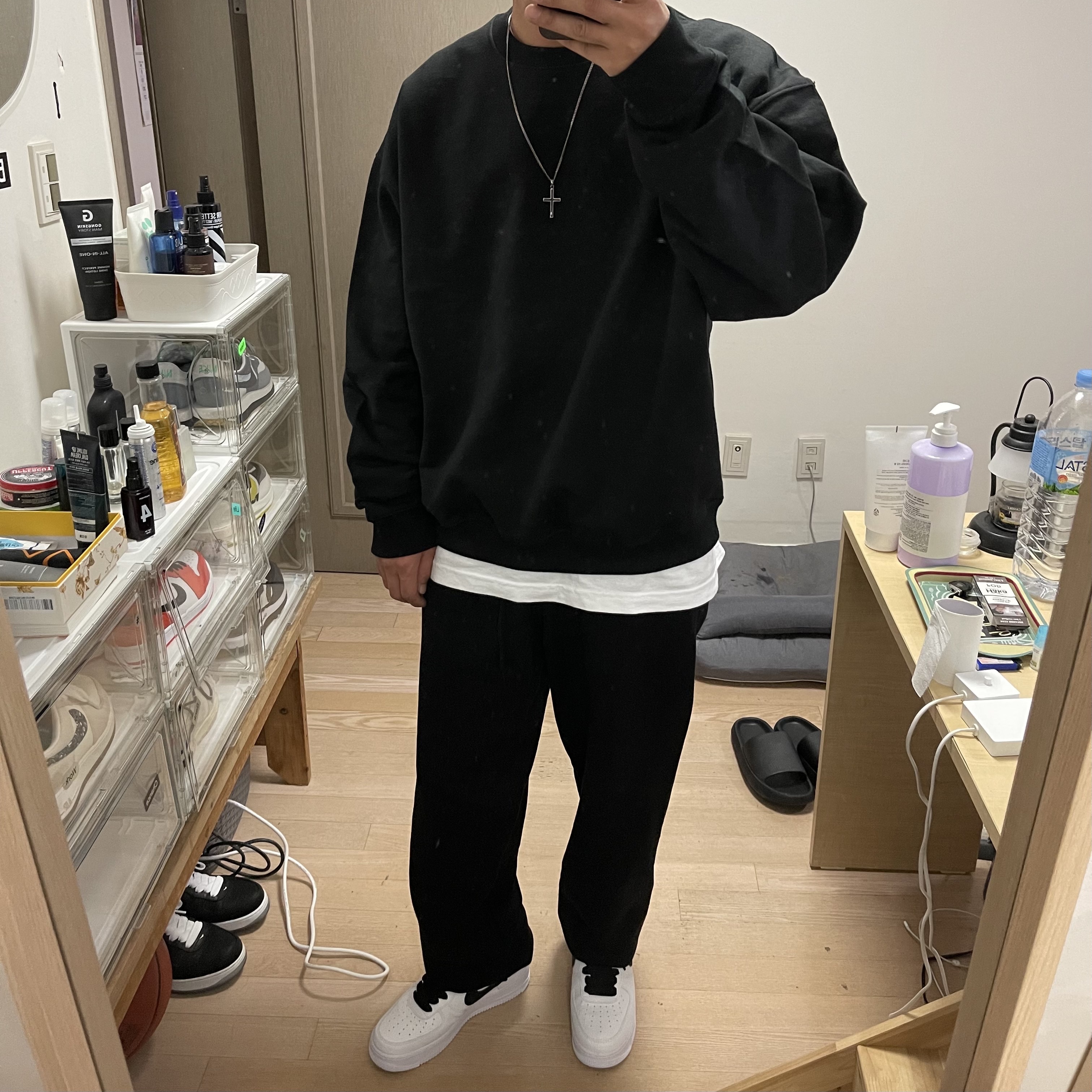 Nike Air Force 1 '07 White Black 착용 스타일