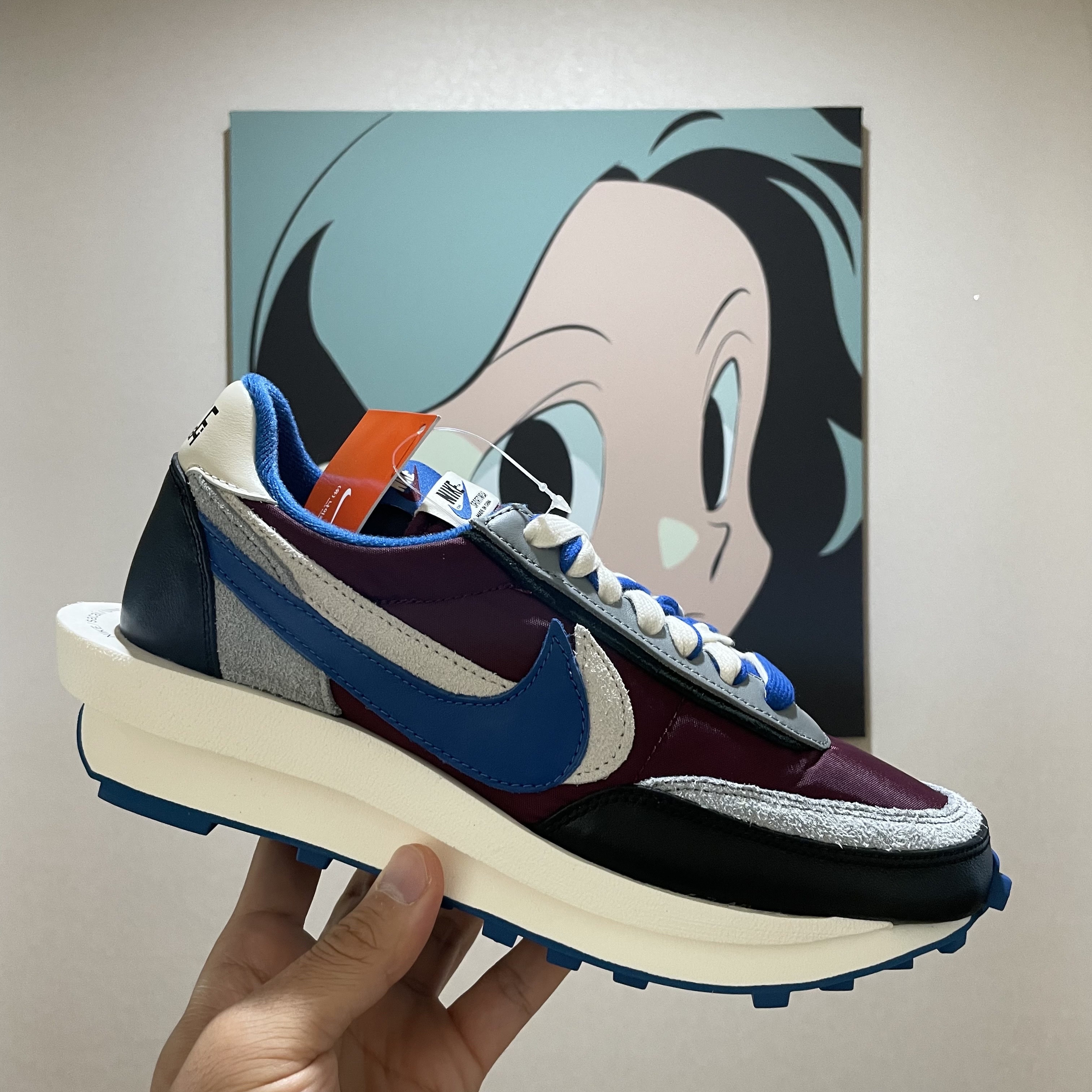 Nike x Sacai x Undercover LDWaffle Night Maroon Team Royal 착용 스타일 - 1