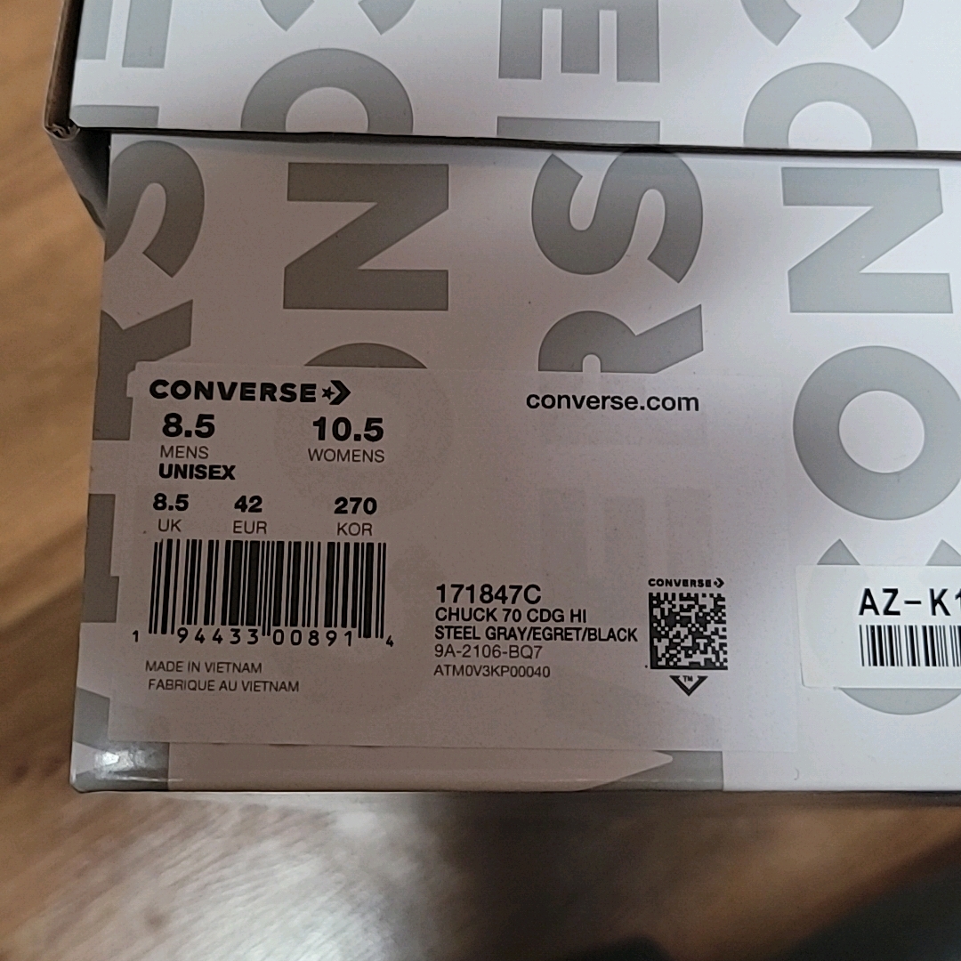 Converse x Play Comme des Garcons Chuck 70 Hi Steel Gray 착용 스타일 - 2