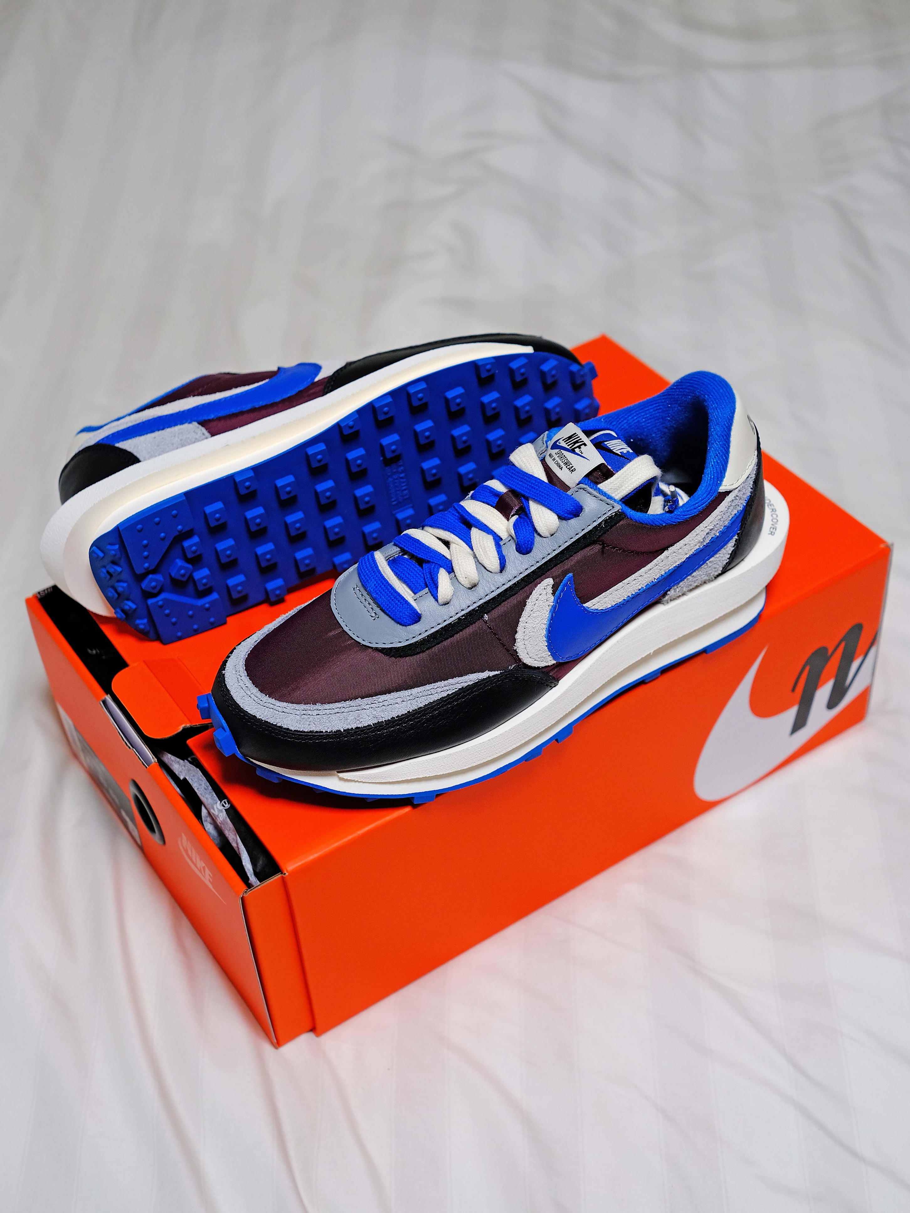 Nike x Sacai x Undercover LDWaffle Night Maroon Team Royal, Nike x Sacai x Undercover LDWaffle Black Bright Citron 착용 스타일 - 4