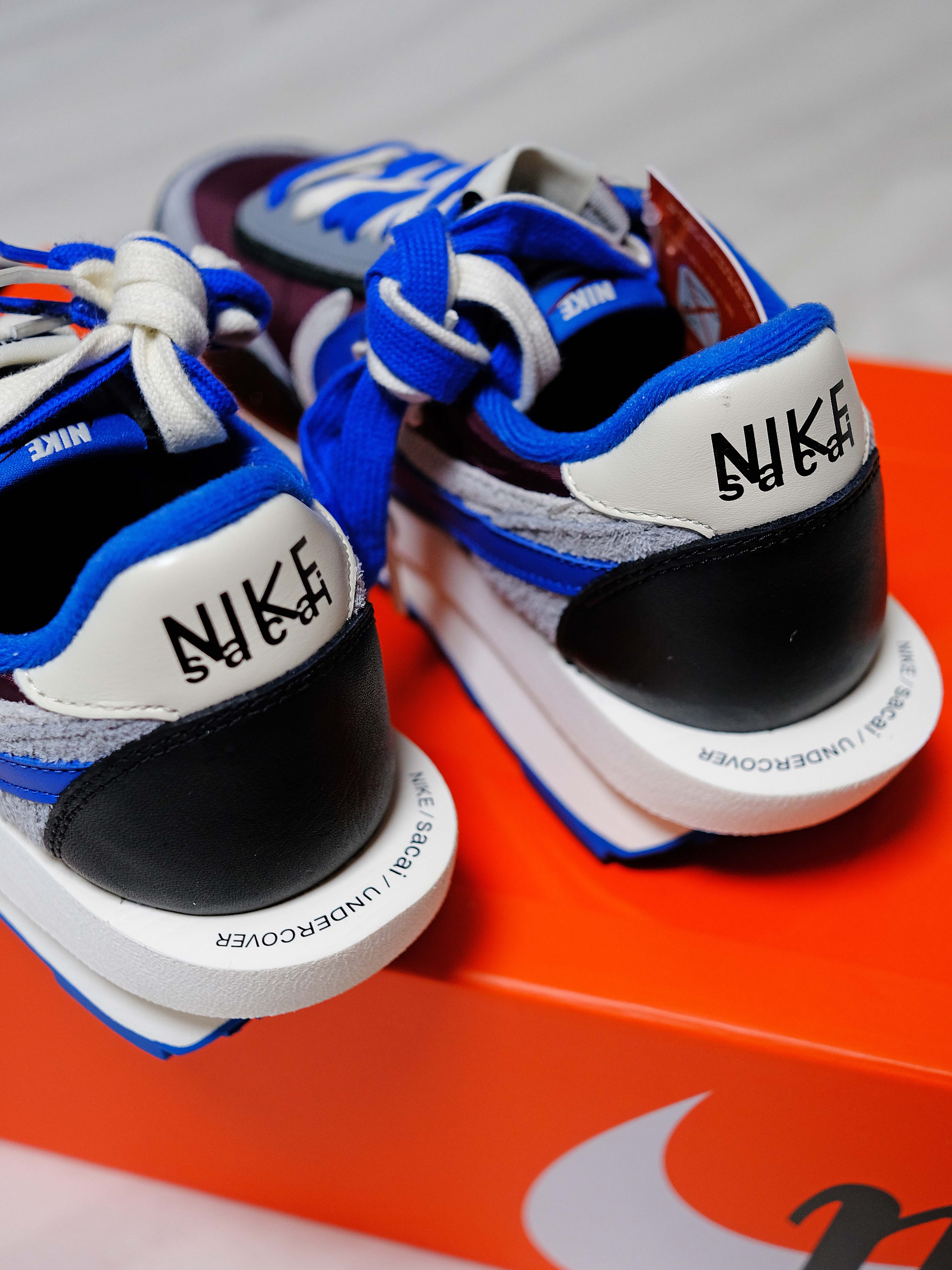 Nike x Sacai x Undercover LDWaffle Night Maroon Team Royal, Nike x Sacai x Undercover LDWaffle Black Bright Citron 착용 스타일 - 3