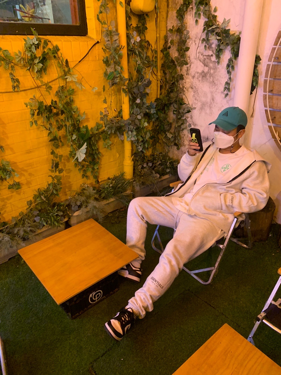 Nike Dunk Low Retro Black, Essentials Sweatpants Oatmeal/Oatmeal Heather/Light Heather Oatmeal 2020 착용 스타일