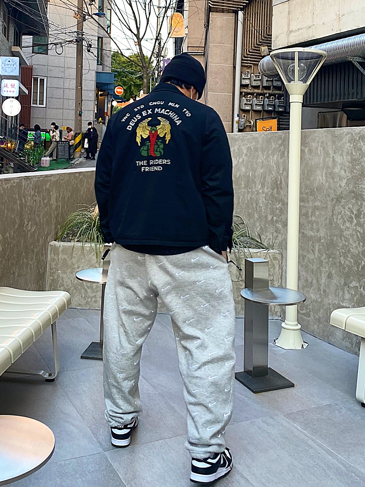Nike NRG Swoosh Logo Pants Grey Heather, Nike Dunk Low Retro Black 착용 스타일