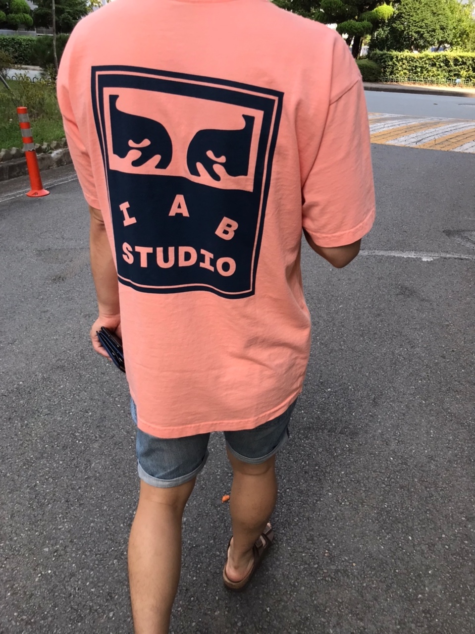 IAB Studio x Obey Eyes Icon T-Shirt Melon 착용 스타일