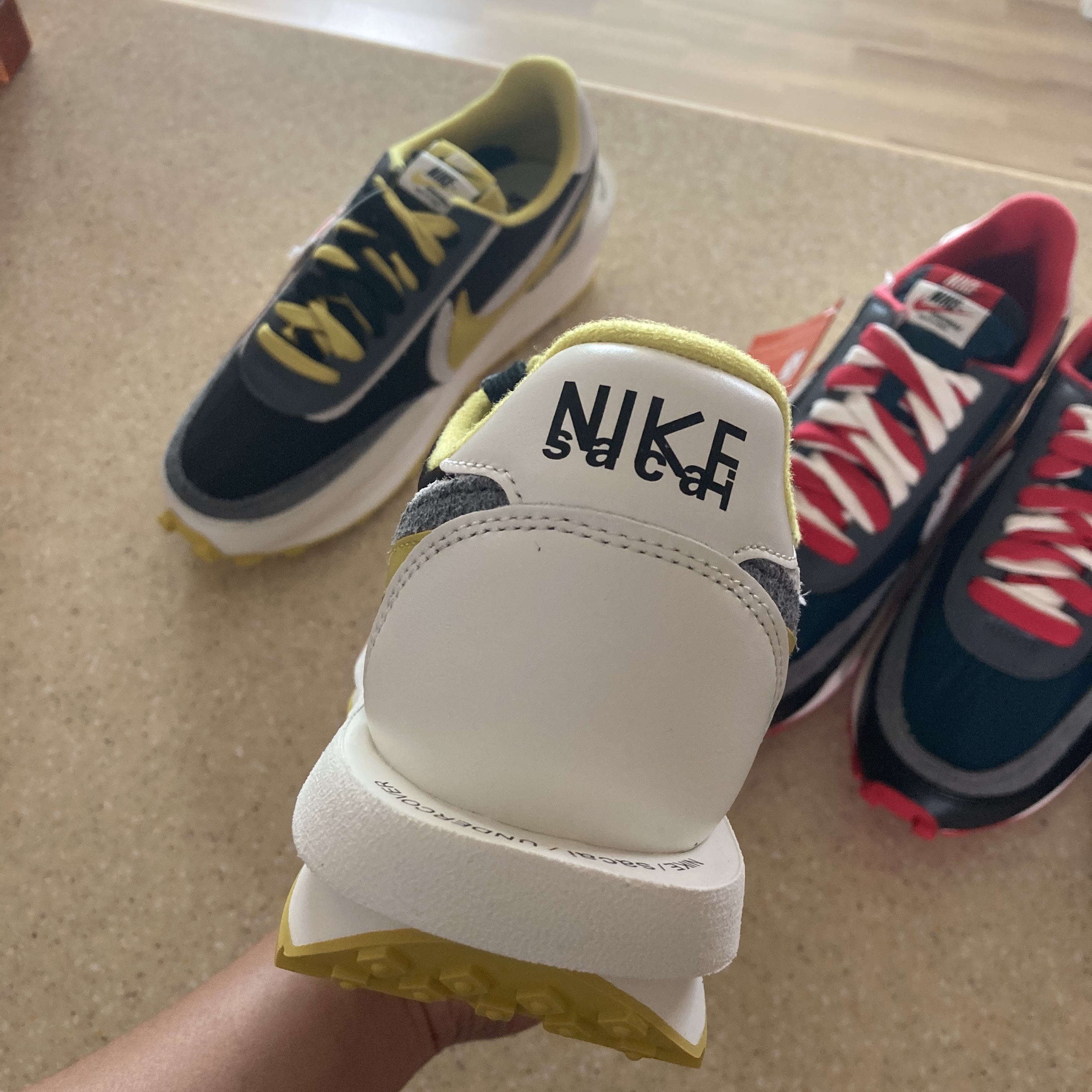 Nike x Sacai x Undercover LDWaffle Black Bright Citron, Nike x Sacai x Clot LDWaffle Cool Grey 착용 스타일 - 2