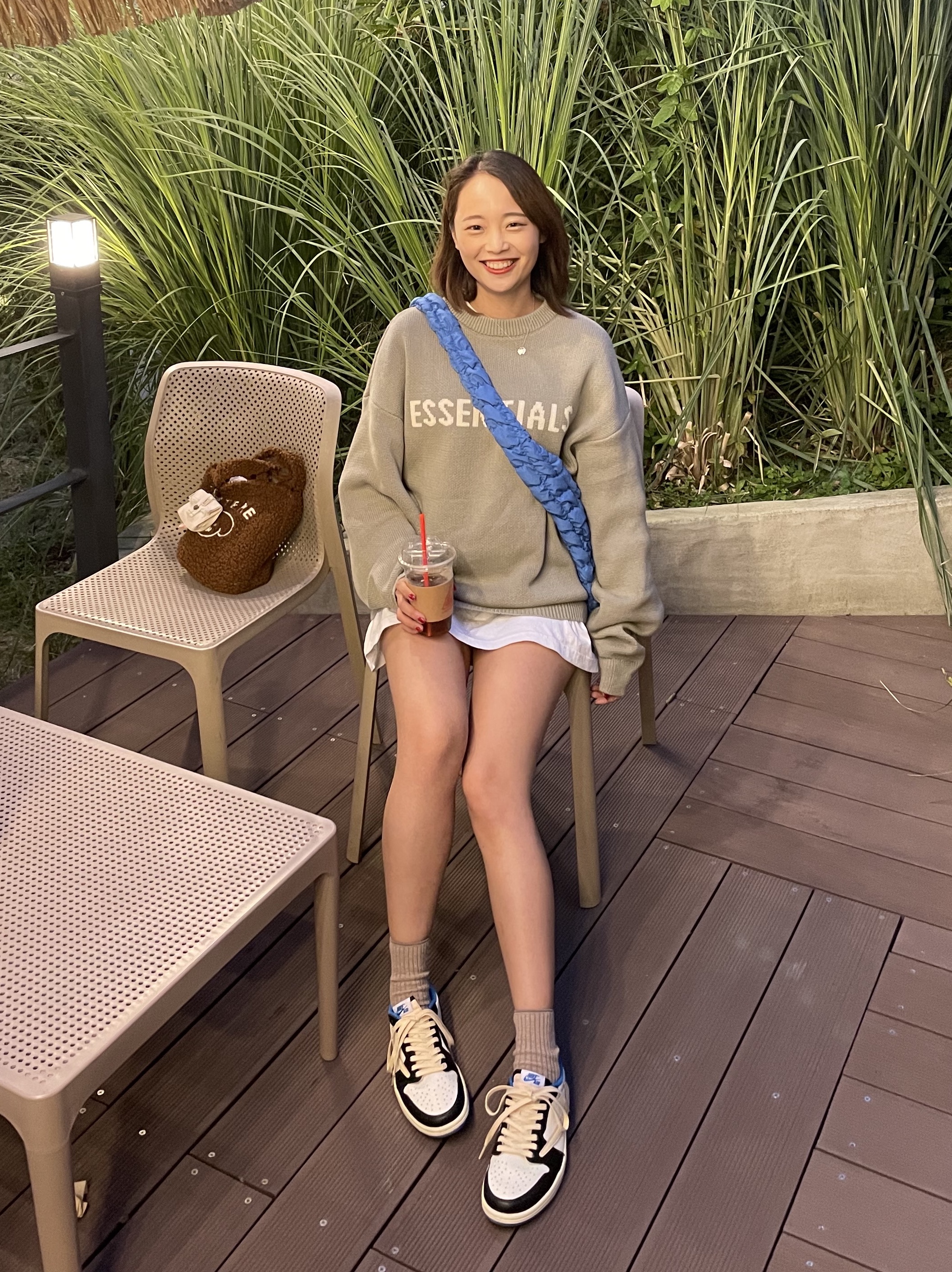 (Kids) Essentials Knit Pull-Over Pistachio - 21FW, Jordan 1 x Travis Scott x Fragment Retro Low OG SP Military Blue 착용 스타일 - 1