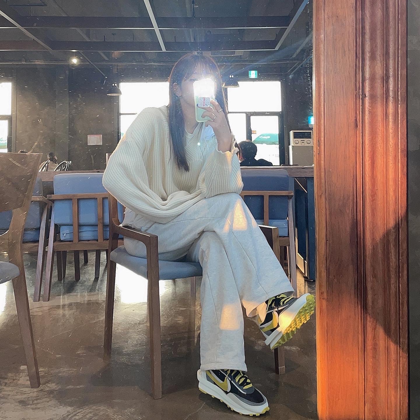 Nike x Sacai x Undercover LDWaffle Black Bright Citron 착용 스타일
