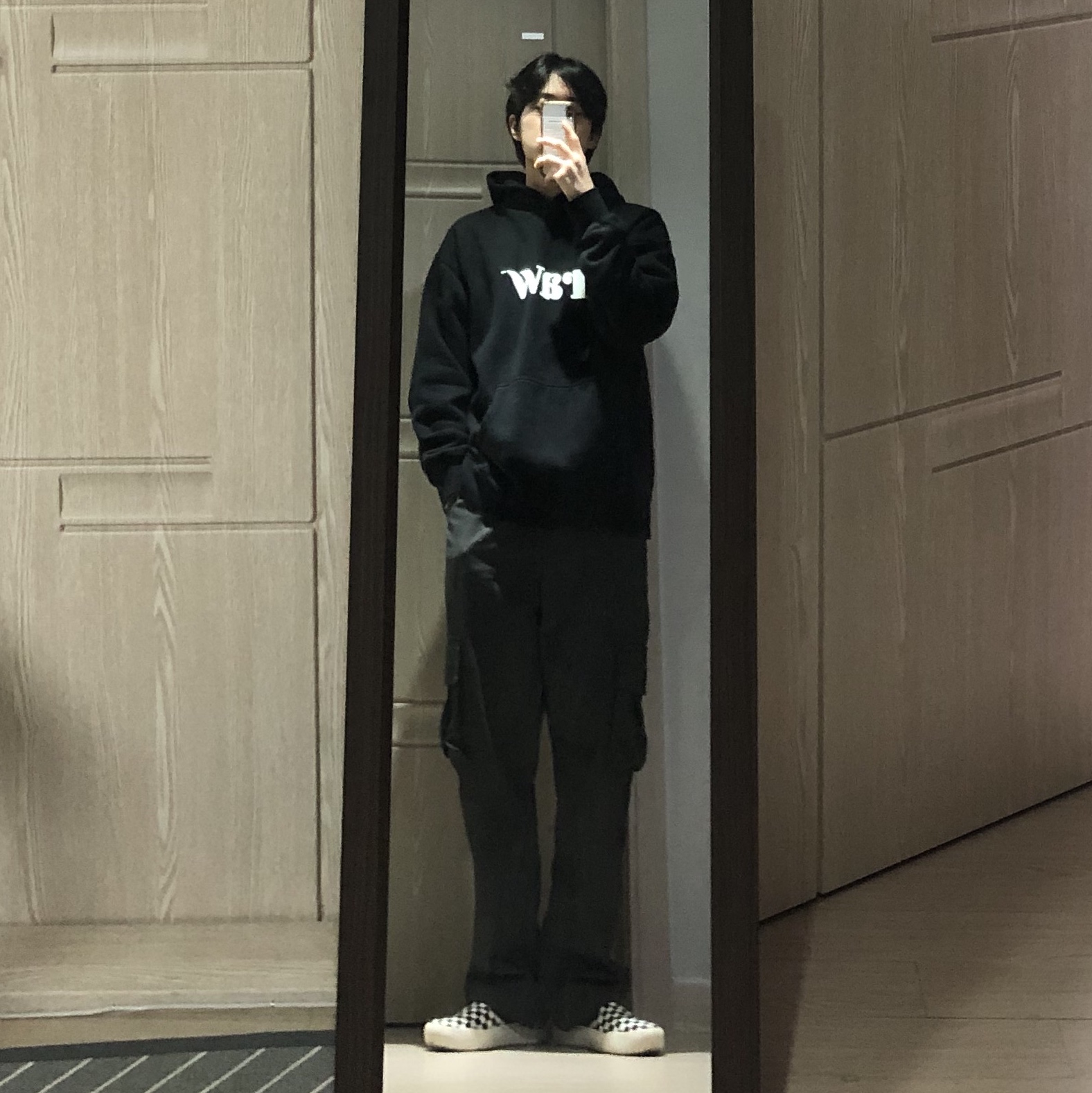 Vans Checkerboard Comfycush One Black 착용 스타일