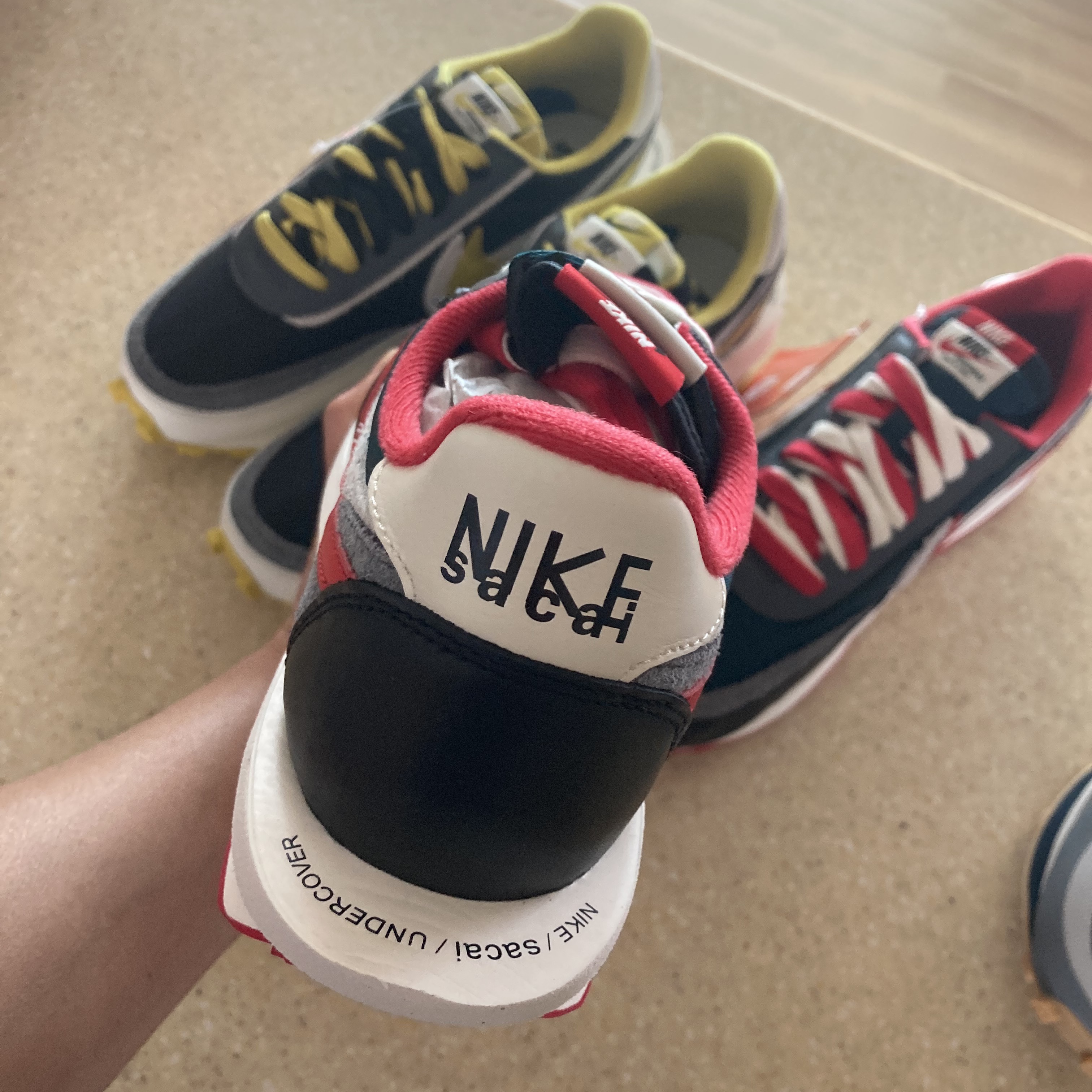 Nike x Sacai x Undercover LDWaffle Black Bright Citron, Nike x Sacai x Clot LDWaffle Cool Grey 착용 스타일 - 4