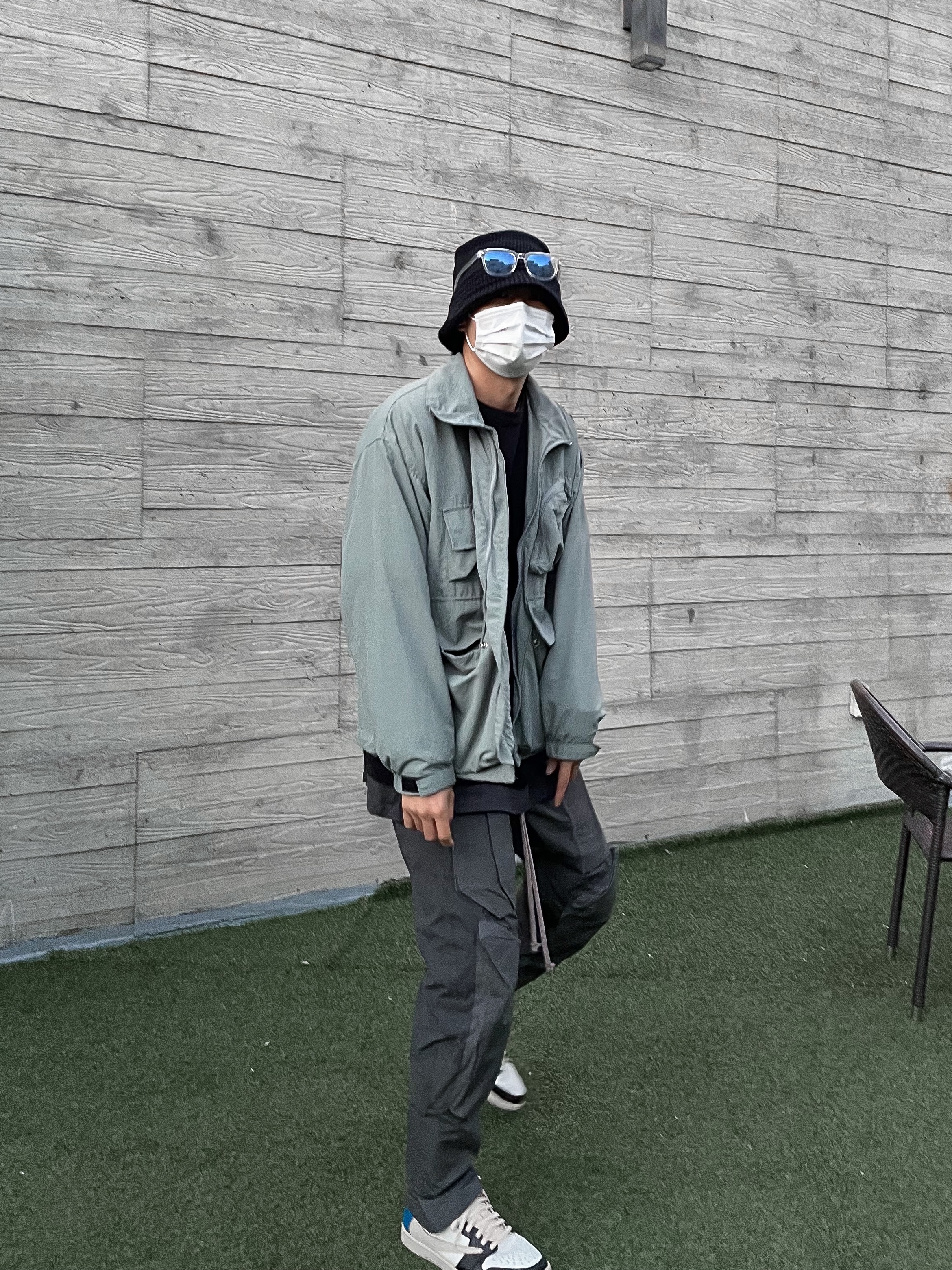 Jordan 1 x Travis Scott x Fragment Retro Low OG SP Military Blue 착용 스타일