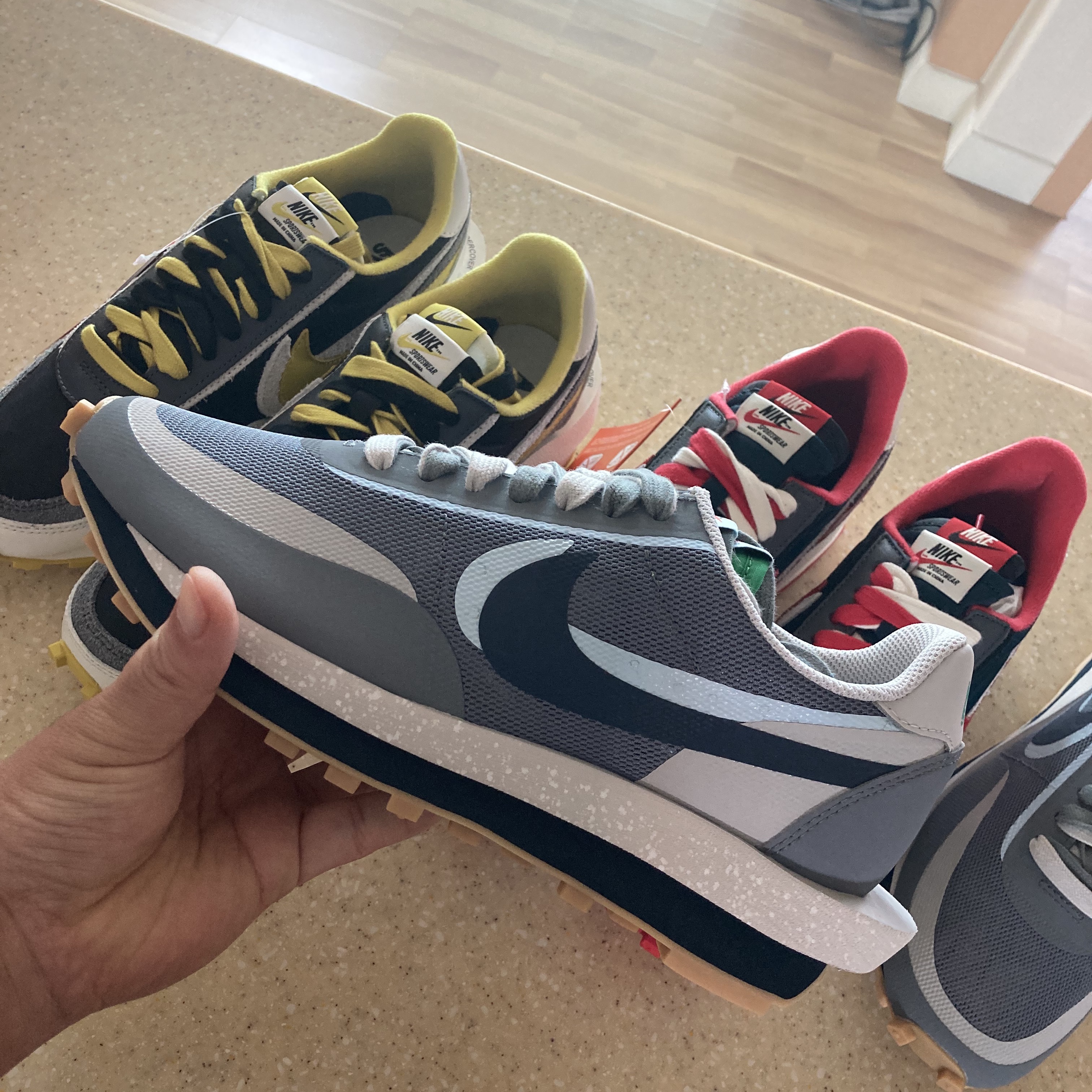 Nike x Sacai x Undercover LDWaffle Black Bright Citron, Nike x Sacai x Clot LDWaffle Cool Grey 착용 스타일 - 5