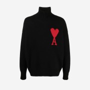 AMI de Coeur Oversize Intarsia Funnel Neck Sweater Black