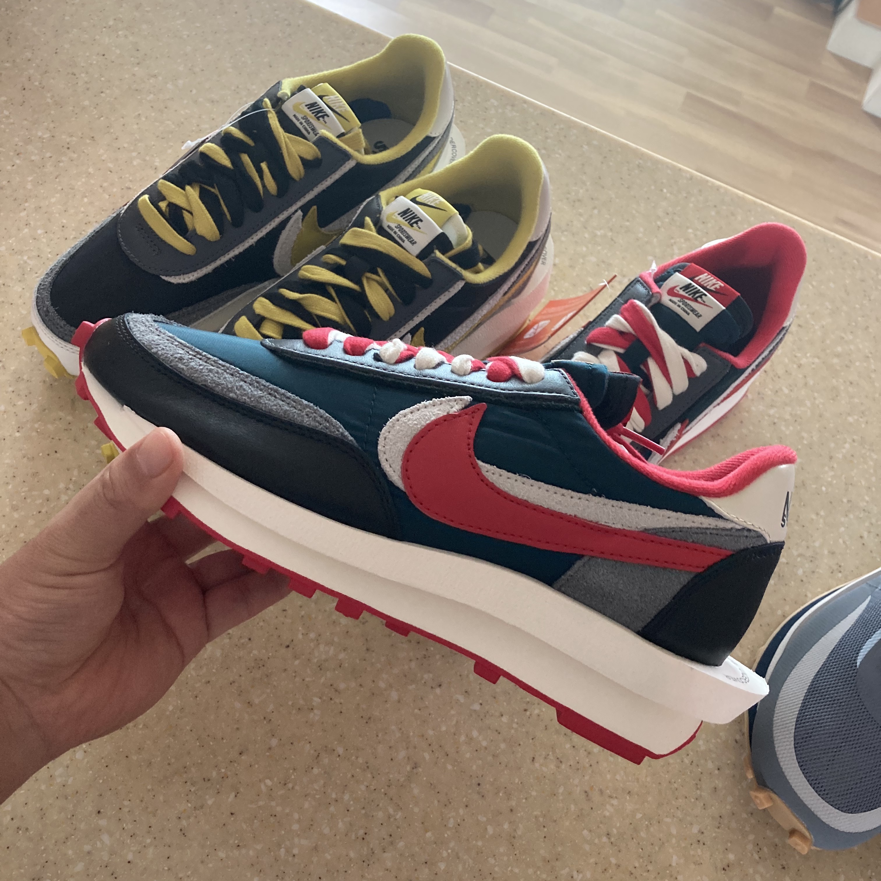 Nike x Sacai x Undercover LDWaffle Black Bright Citron, Nike x Sacai x Clot LDWaffle Cool Grey 착용 스타일 - 3