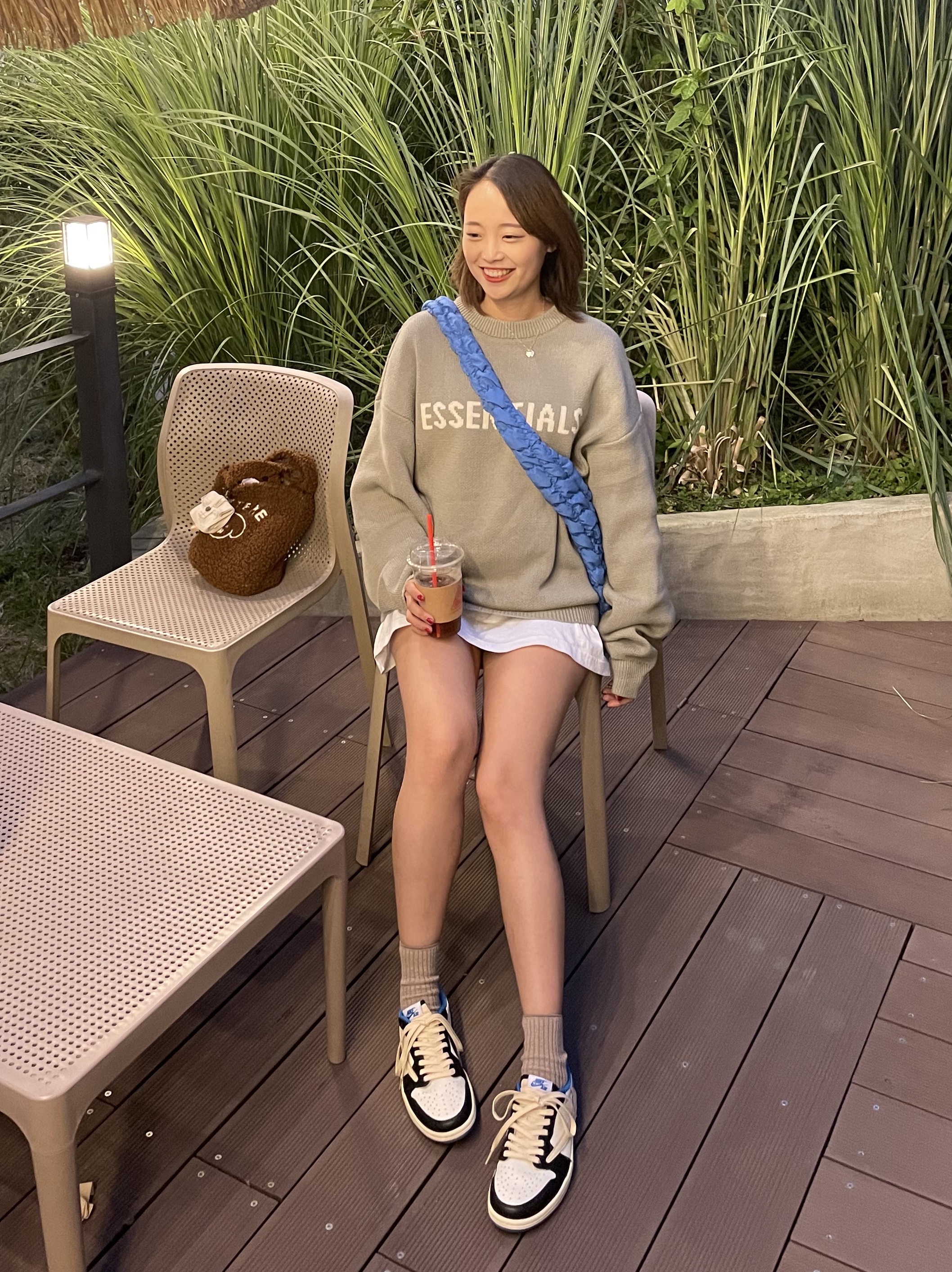 (Kids) Essentials Knit Pull-Over Pistachio - 21FW, Jordan 1 x Travis Scott x Fragment Retro Low OG SP Military Blue 착용 스타일 - 2