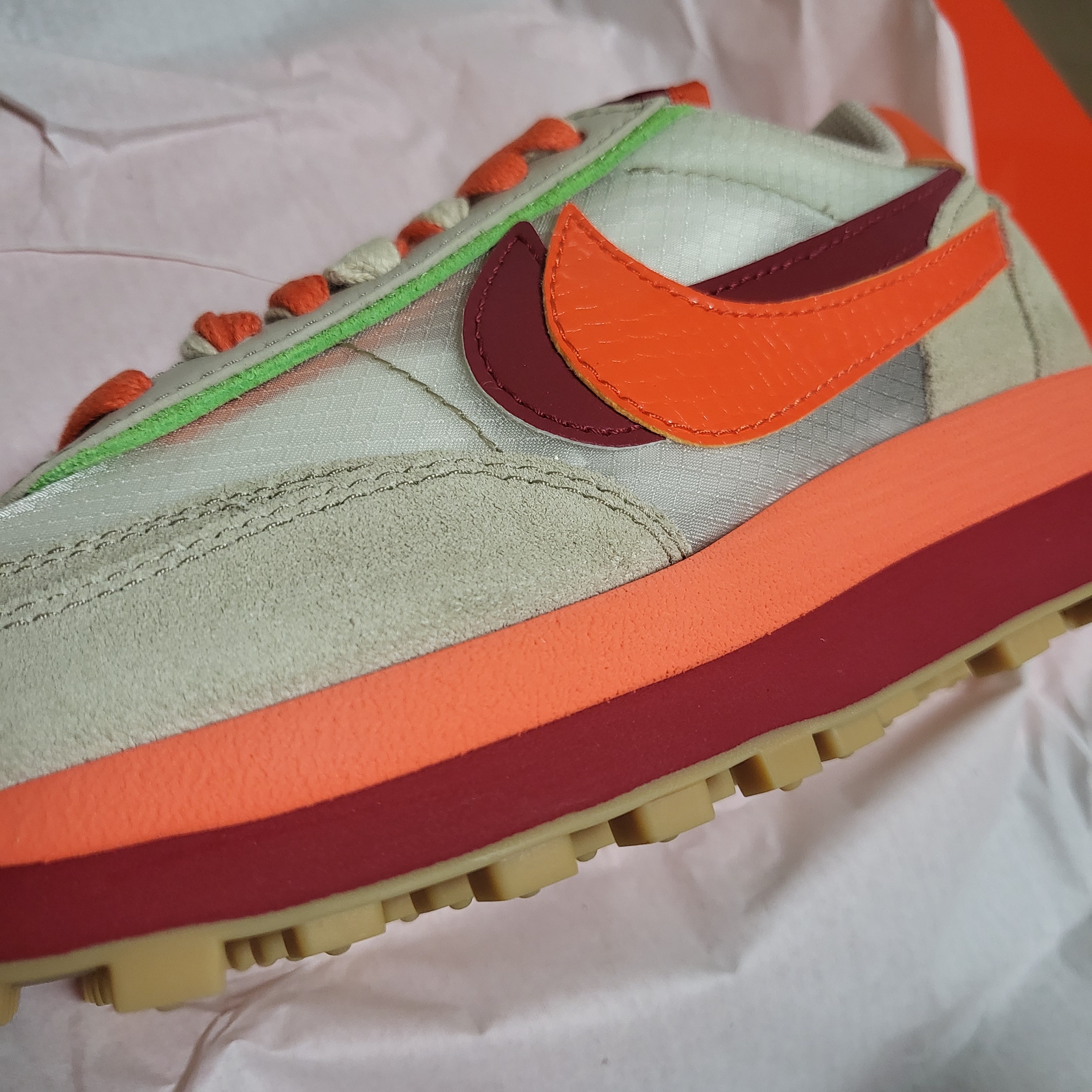 Nike x Sacai x Clot LDWaffle Orange Blaze 착용 스타일 - 1