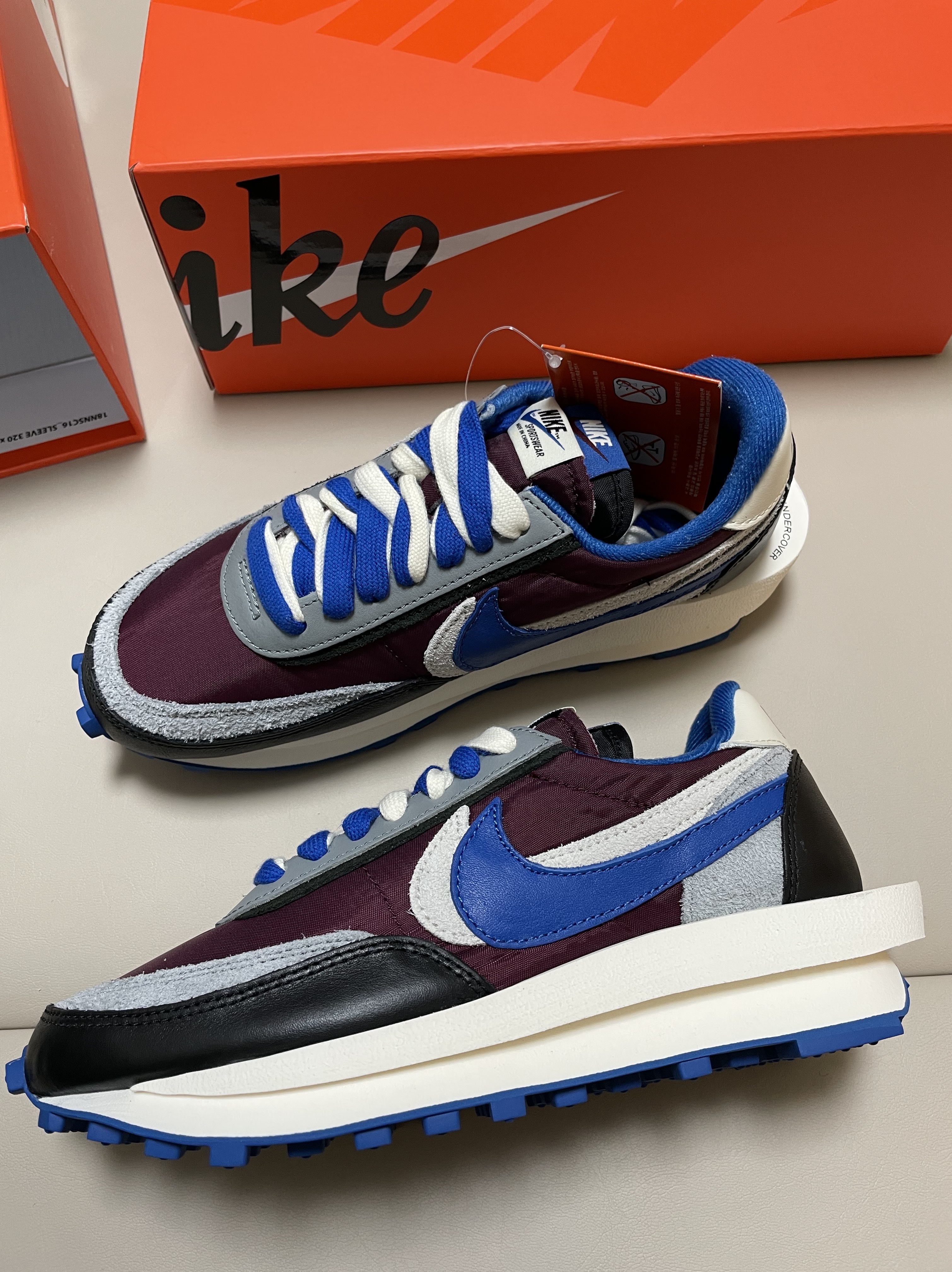 Nike x Sacai x Undercover LDWaffle Black Bright Citron, Nike x Sacai x Undercover LDWaffle Night Maroon Team Royal 착용 스타일 - 3