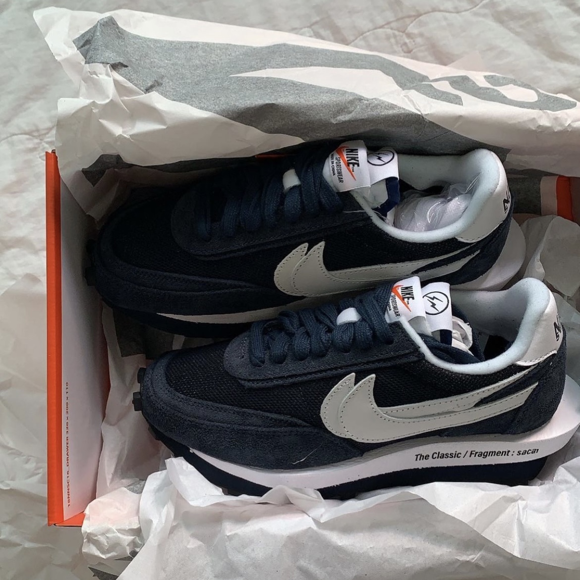 Nike x Sacai x Fragment LDWaffle Blackened Blue 착용 스타일