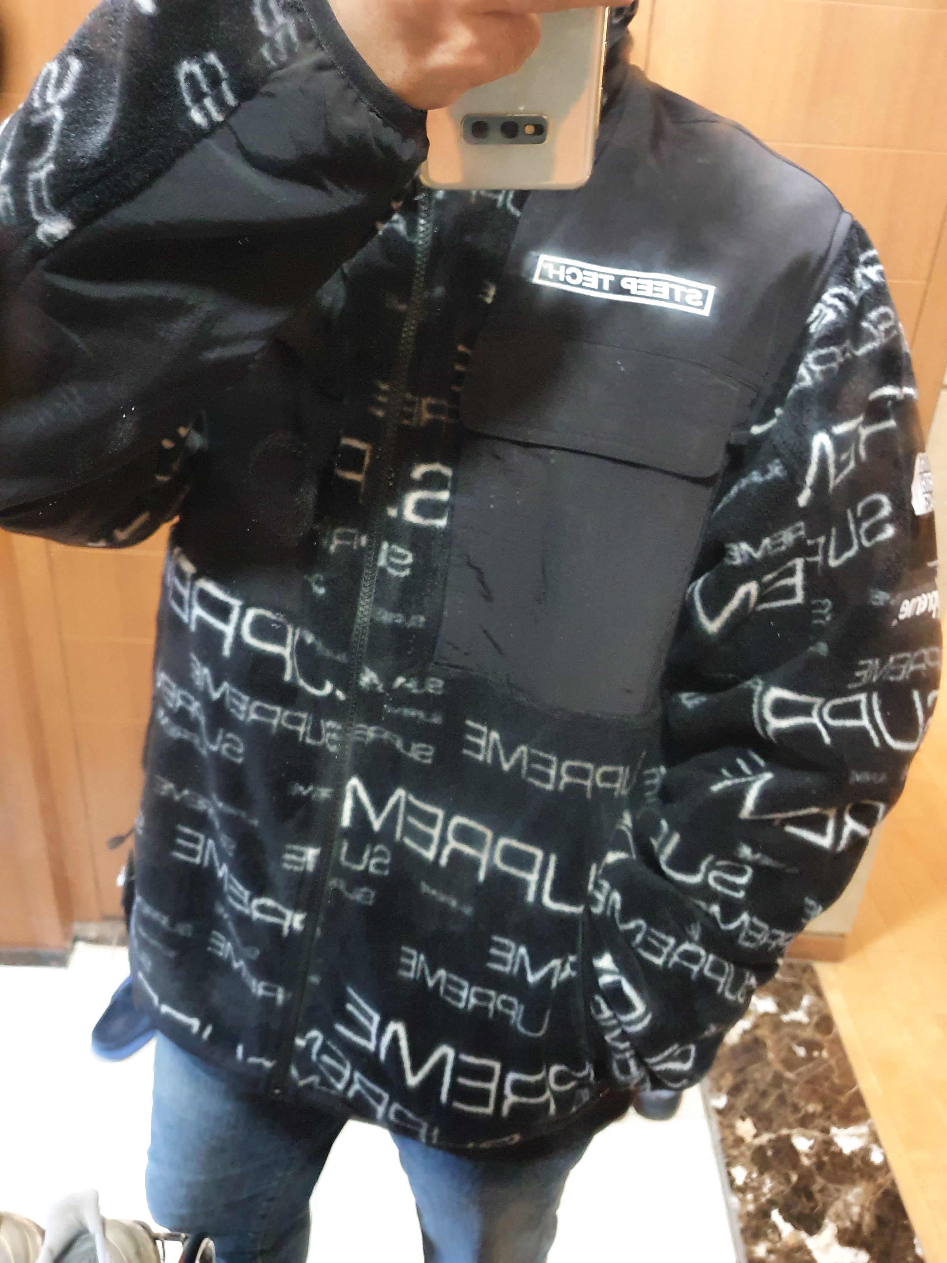 Supreme x The North Face Steep Tech Fleece Jacket Black - 21FW 착용 스타일
