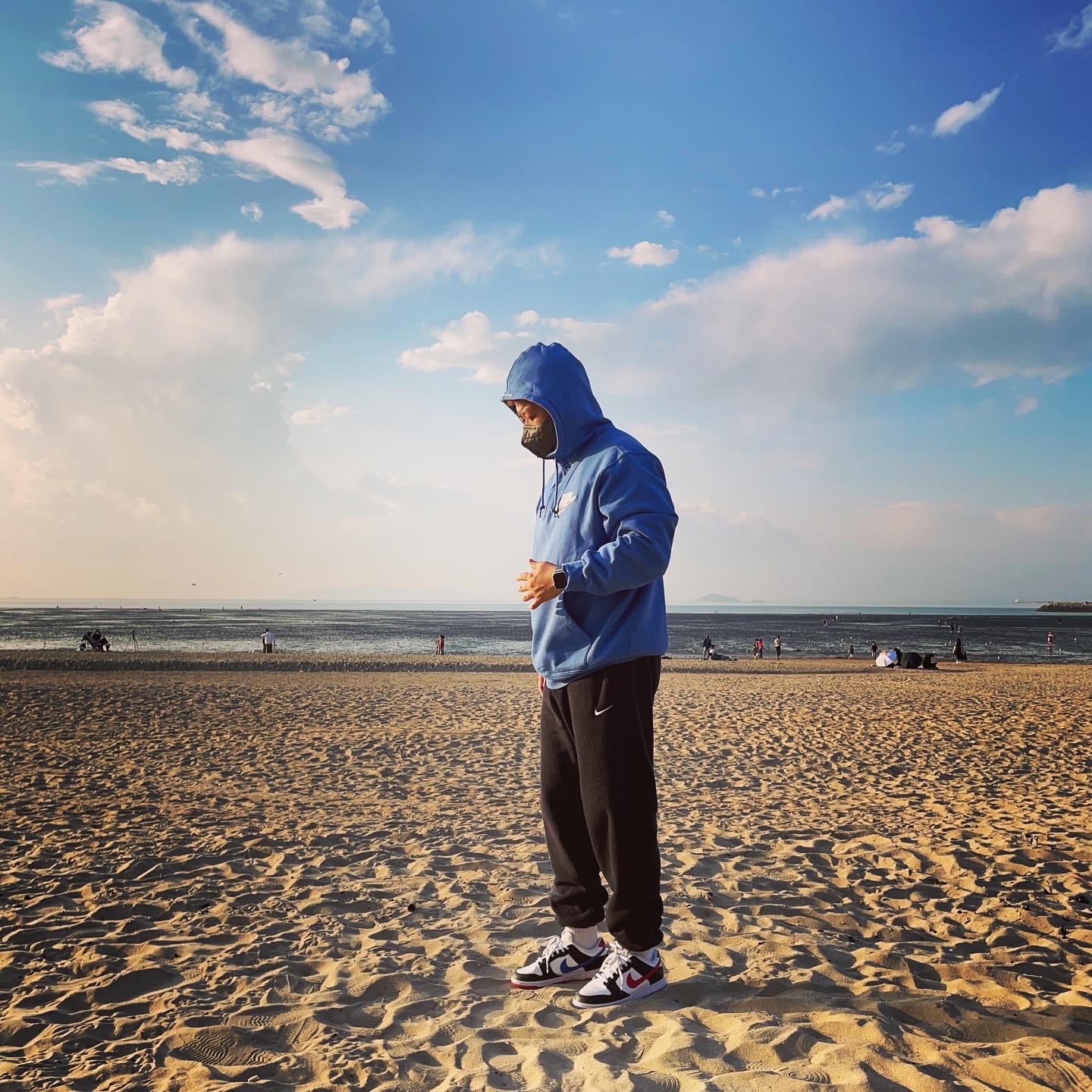 Supreme x Nike Half Zip Hooded Sweatshirt Blue - 21SS, Nike Dunk Low SE Seoul 착용 스타일