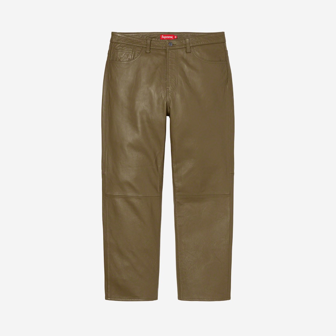 Supreme Leather 5-Pocket Jean Olive - 21FW 상세 이미지 1