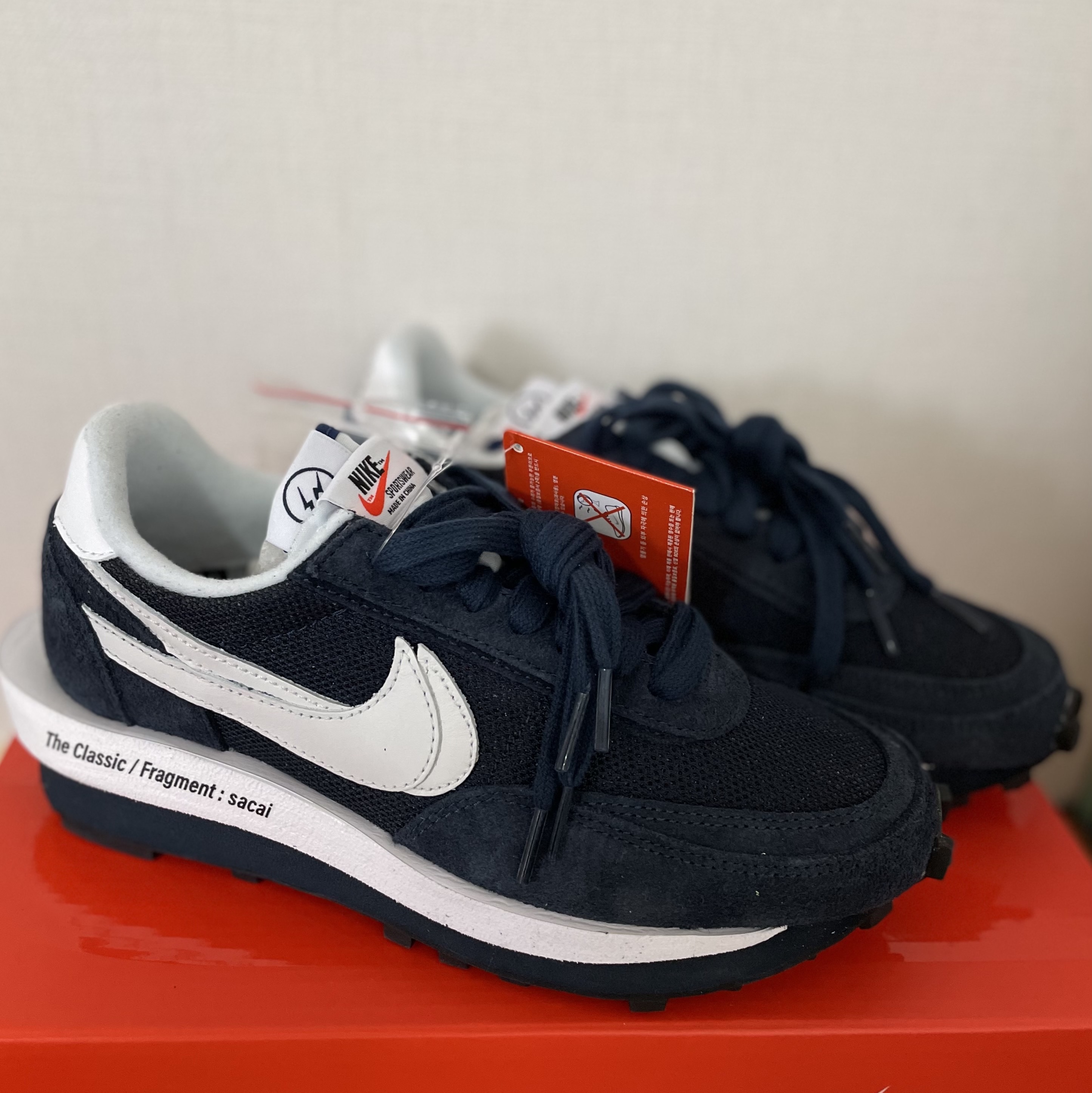 Nike x Sacai x Fragment LDWaffle Blackened Blue 착용 스타일