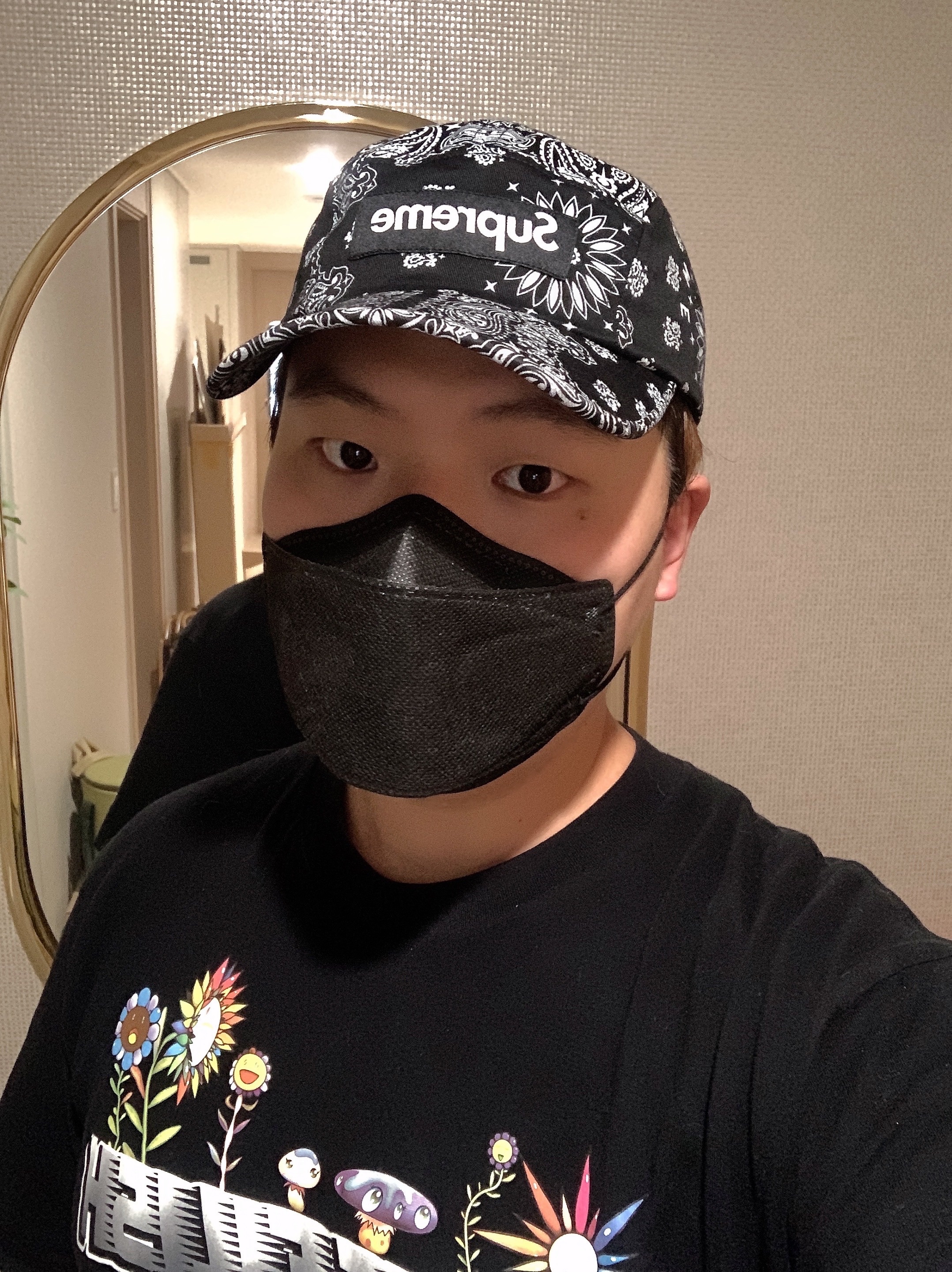 Supreme Bandana Camp Cap Tan - 21SS, Supreme Bandana Camp Cap Black - 21SS 착용 스타일 - 2