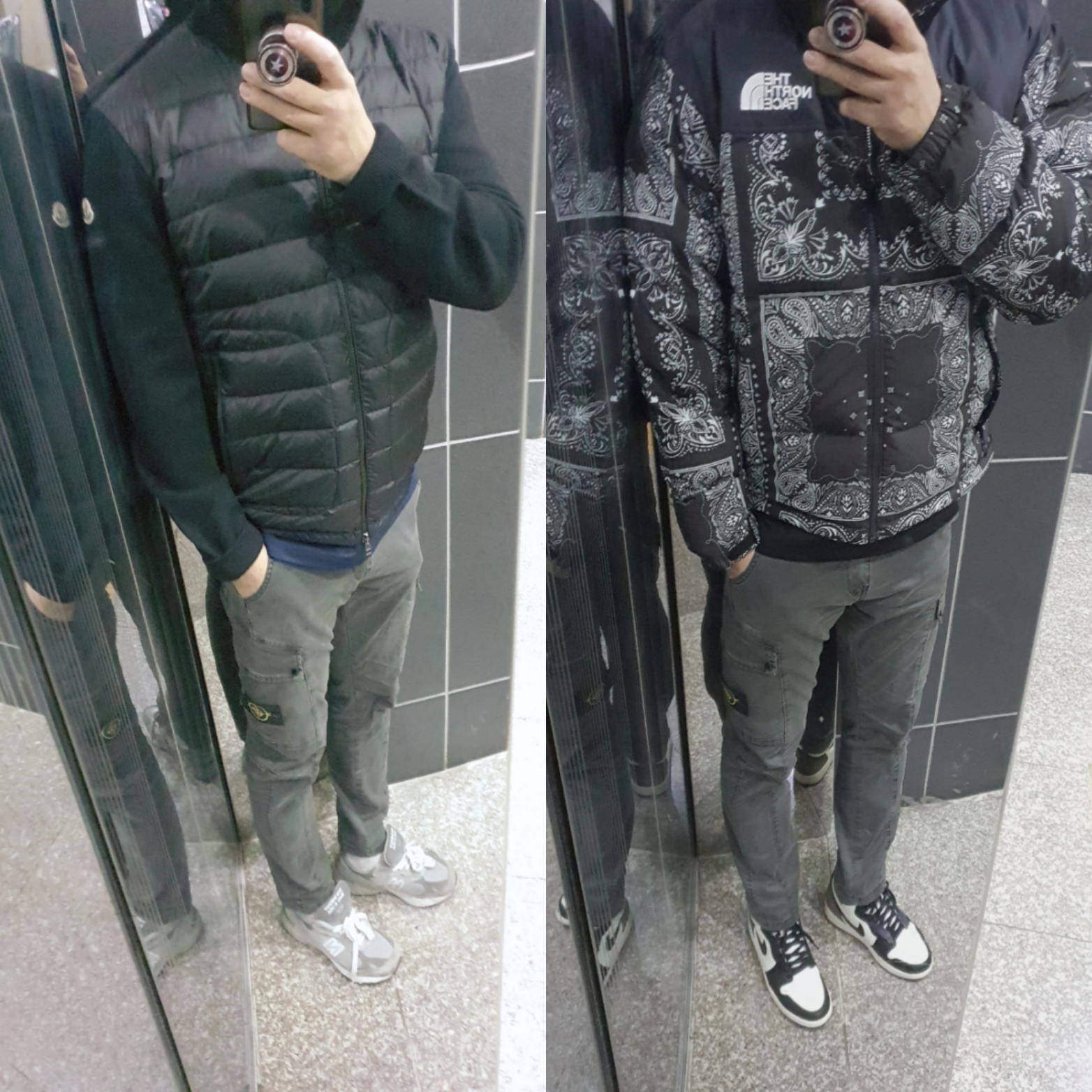 The North Face 1996 Novelty Nuptse Jacket Real Black - 21FW, Jordan 1 Retro High OG Black Mocha 착용 스타일