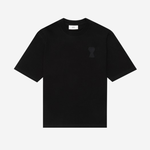 아미 톤온톤 하트 로고 티셔츠 블랙 - 21FW
