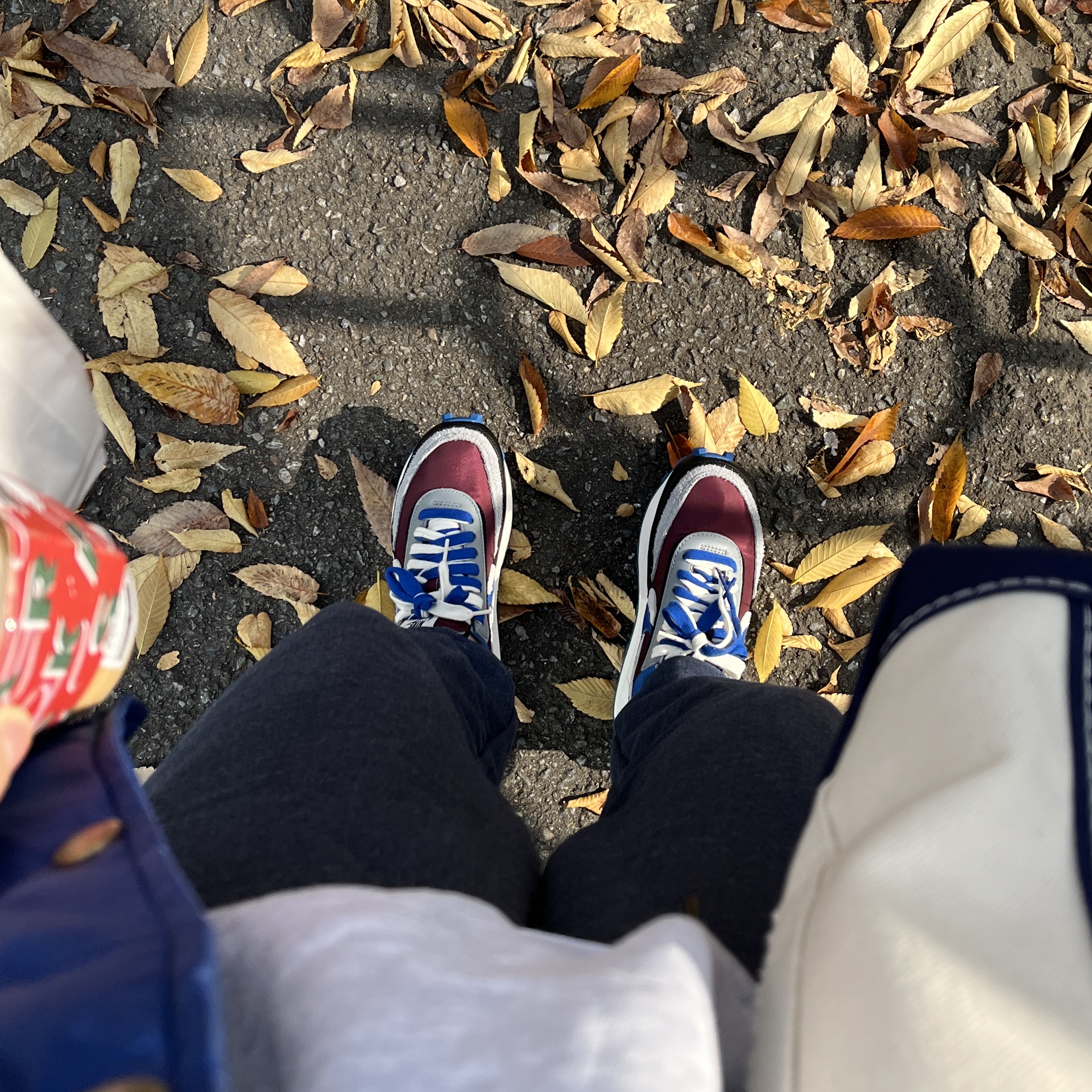 Nike x Sacai x Undercover LDWaffle Night Maroon Team Royal 착용 스타일 - 2