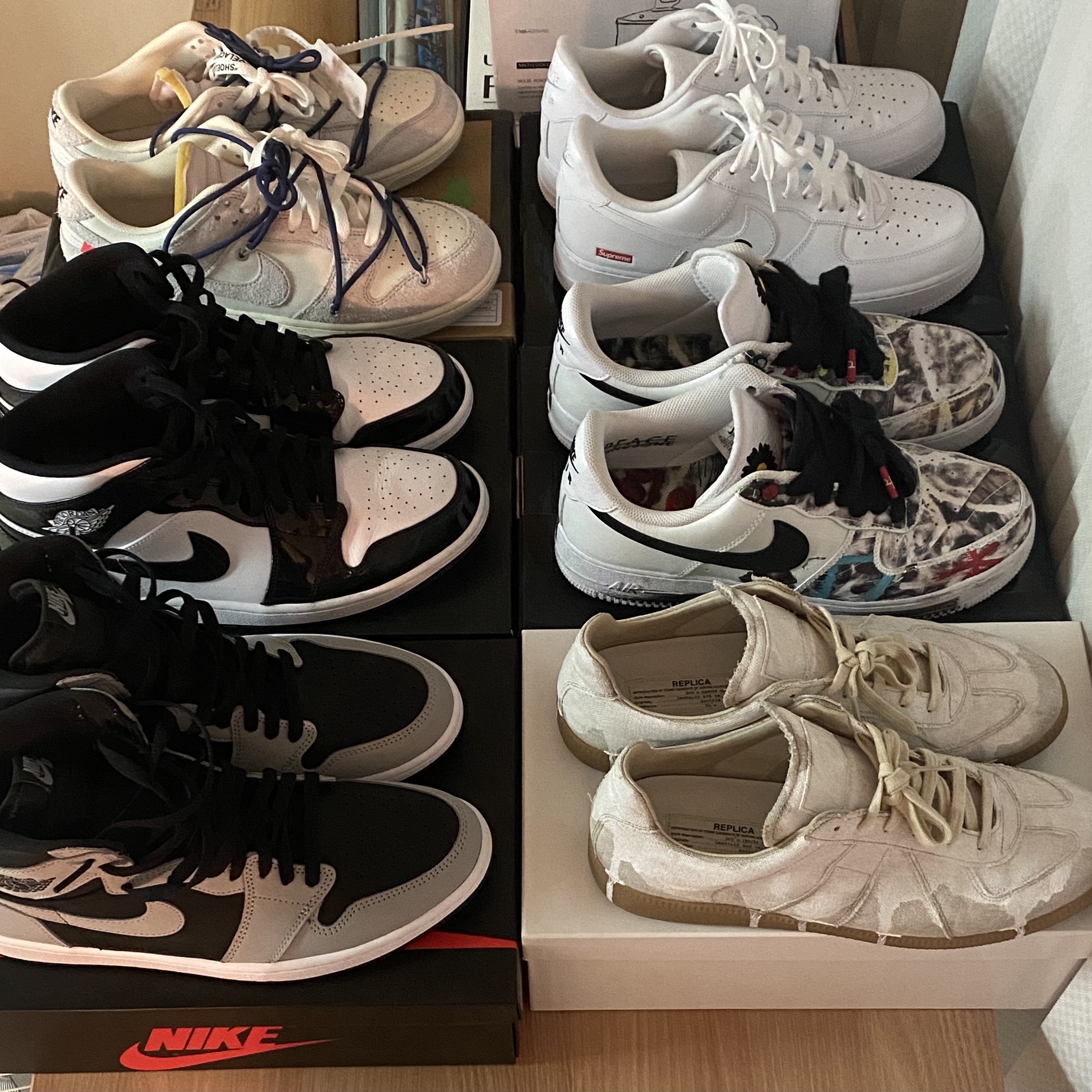 Jordan 1 Retro High OG Shadow 2.0, Nike x Peaceminusone Air Force 1 Low Para-Noise 2.0 착용 스타일