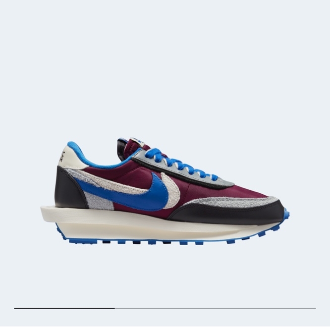Nike x Sacai x Undercover LDWaffle Night Maroon Team Royal 착용 스타일