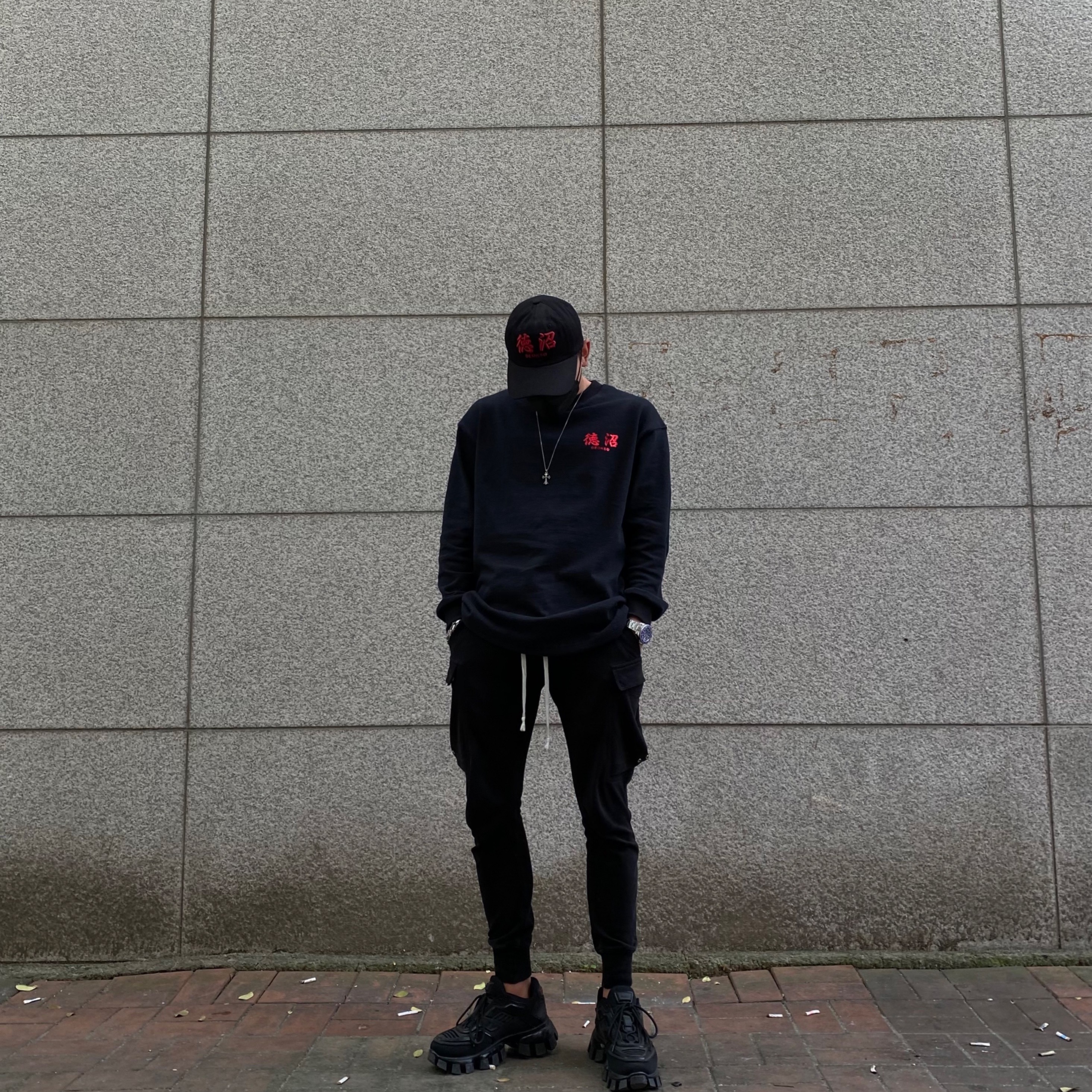 Darkr8m Studio x Libilly Cap Black, Darkr8m Studio x Libilly Long Sleeve Black 착용 스타일