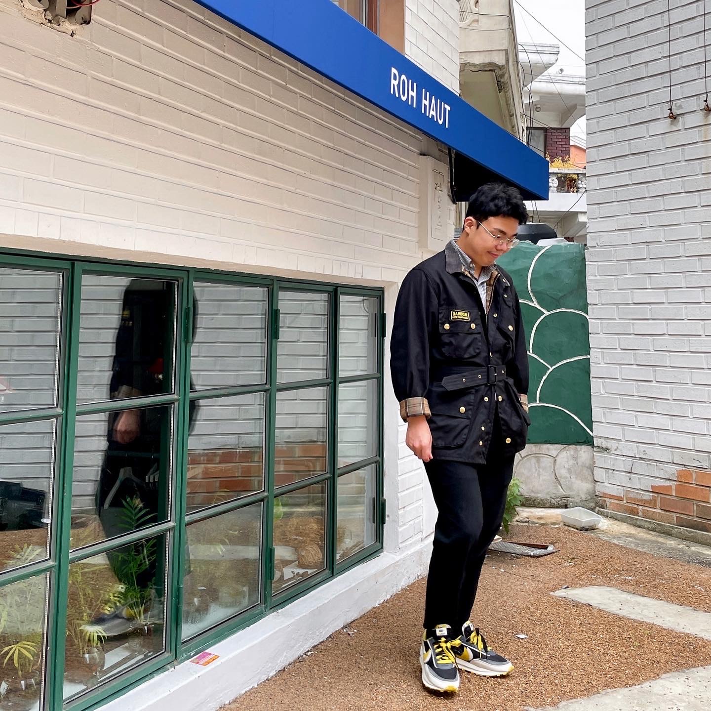Nike x Sacai x Undercover LDWaffle Black Bright Citron 착용 스타일 - 2