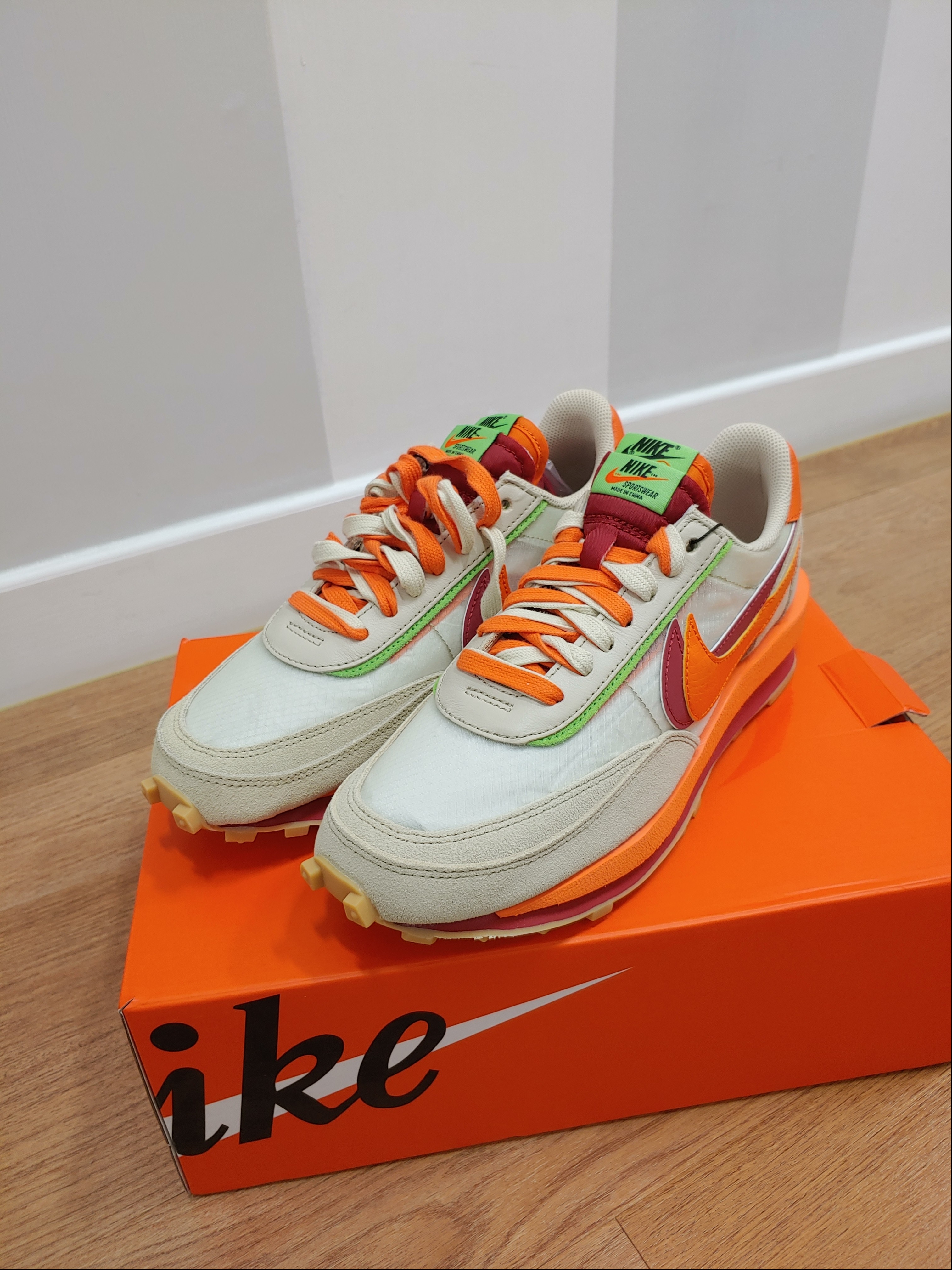 Nike x Sacai x Clot LDWaffle Orange Blaze 착용 스타일 - 2
