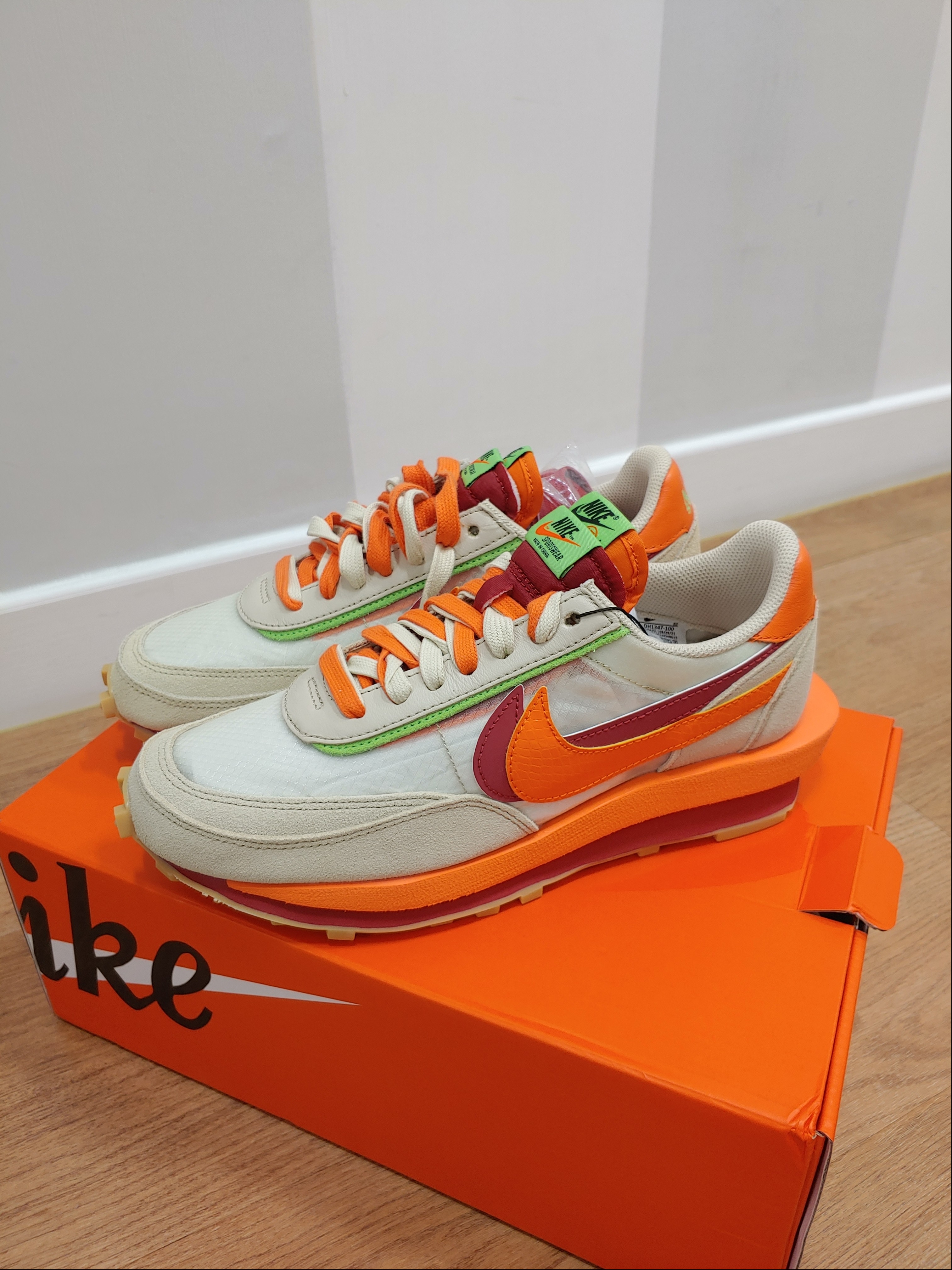 Nike x Sacai x Clot LDWaffle Orange Blaze 착용 스타일 - 1