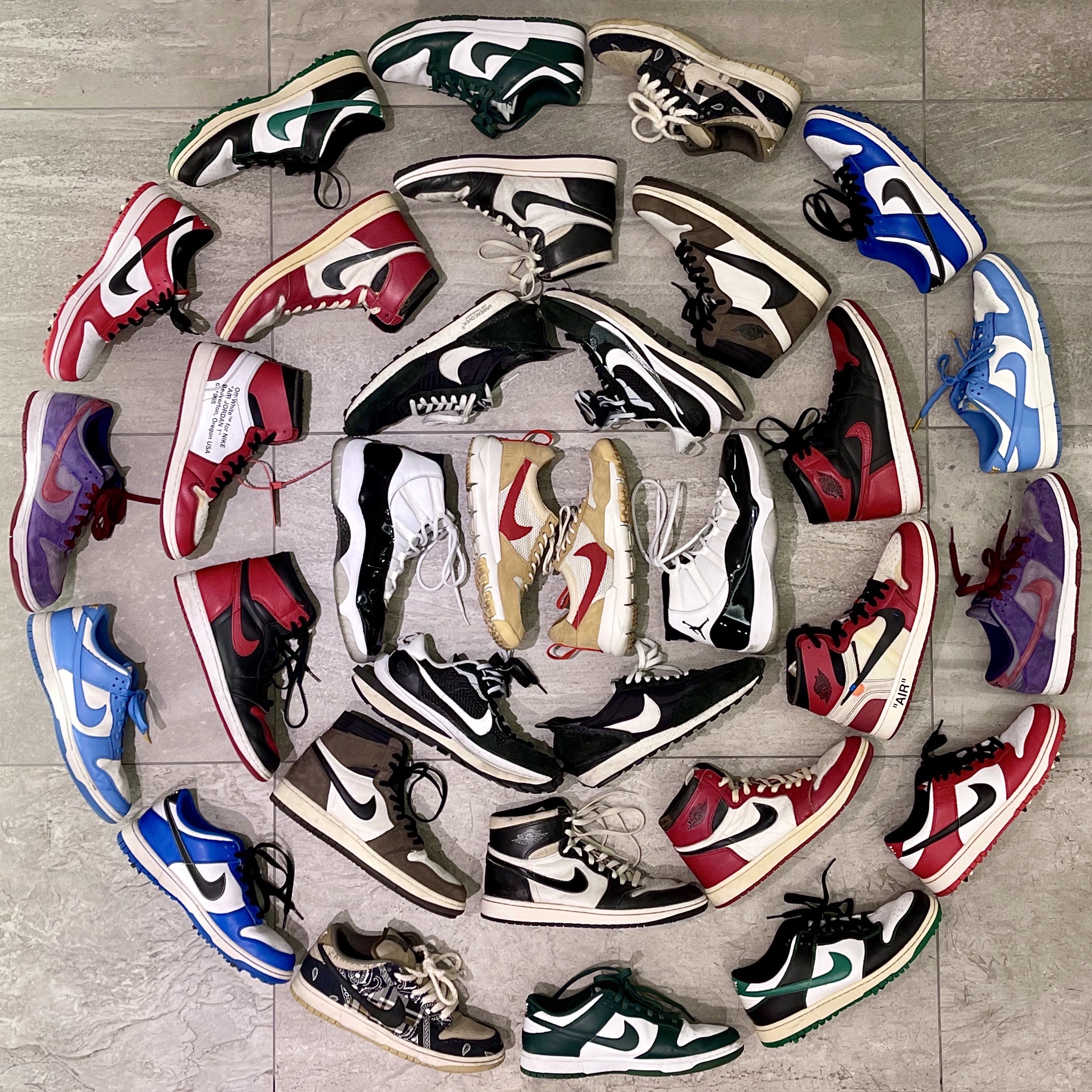 Nike x Tom Sachs Mars Yard Shoe 2.0 Space Camp, Jordan 11 Retro Concord 2018 착용 스타일 - 1