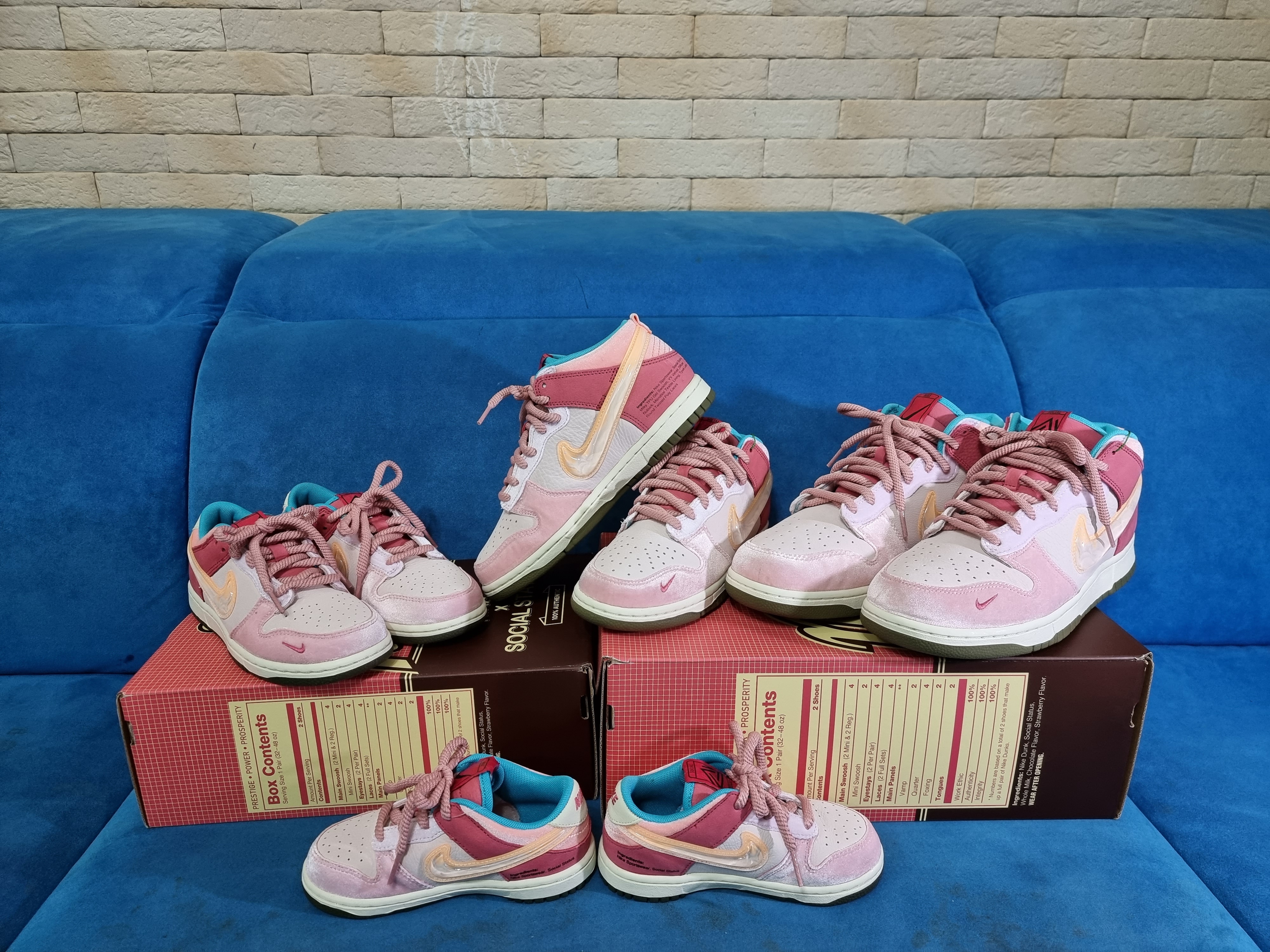 Nike x Social Status Dunk Mid Free Lunch Strawberry Milk, (PS) Nike x Social Status Dunk Low Free Lunch Strawberry Milk 착용 스타일 - 1