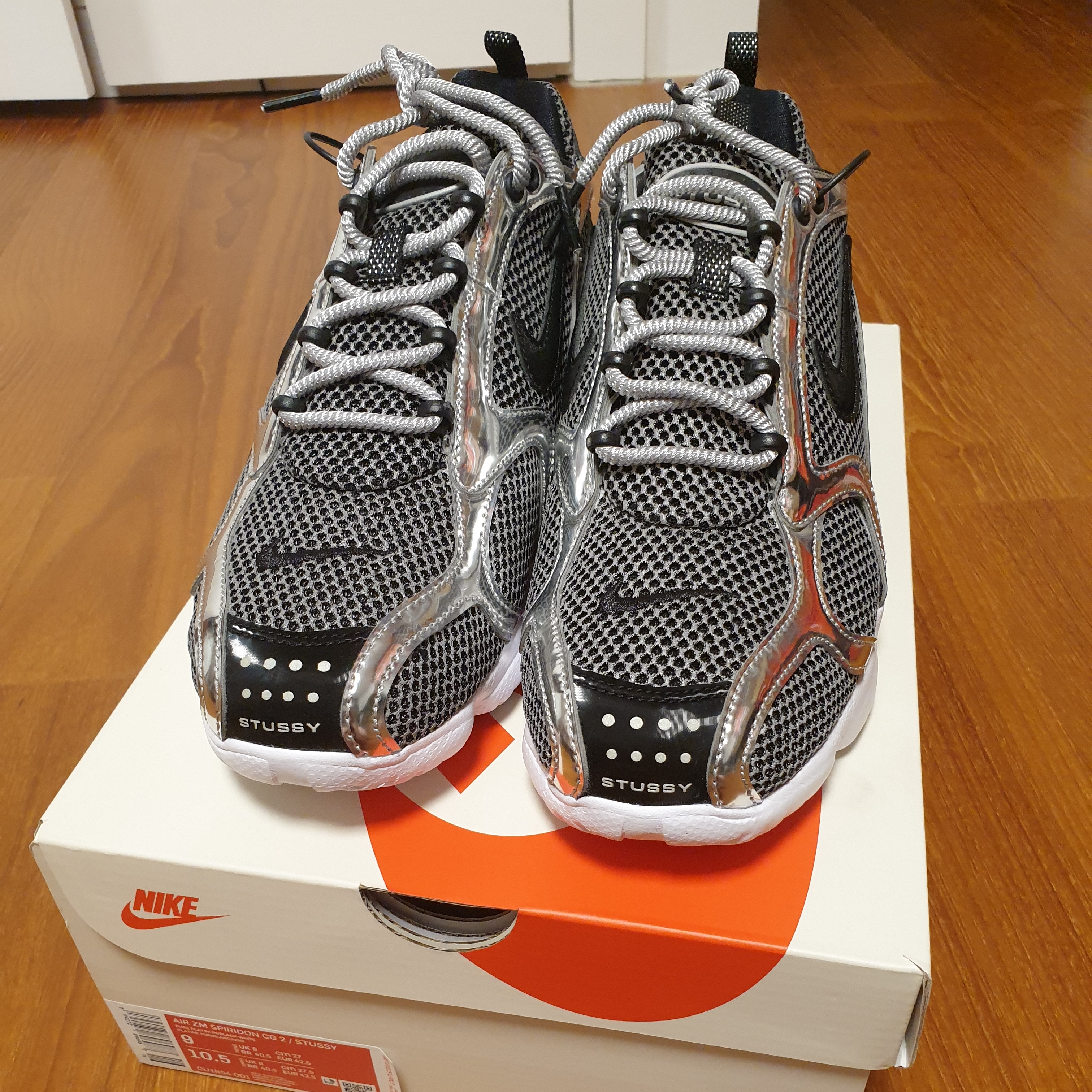 Nike x Stussy Air Zoom Spiridon Cage 2 Pure Platinum 착용 스타일 - 3