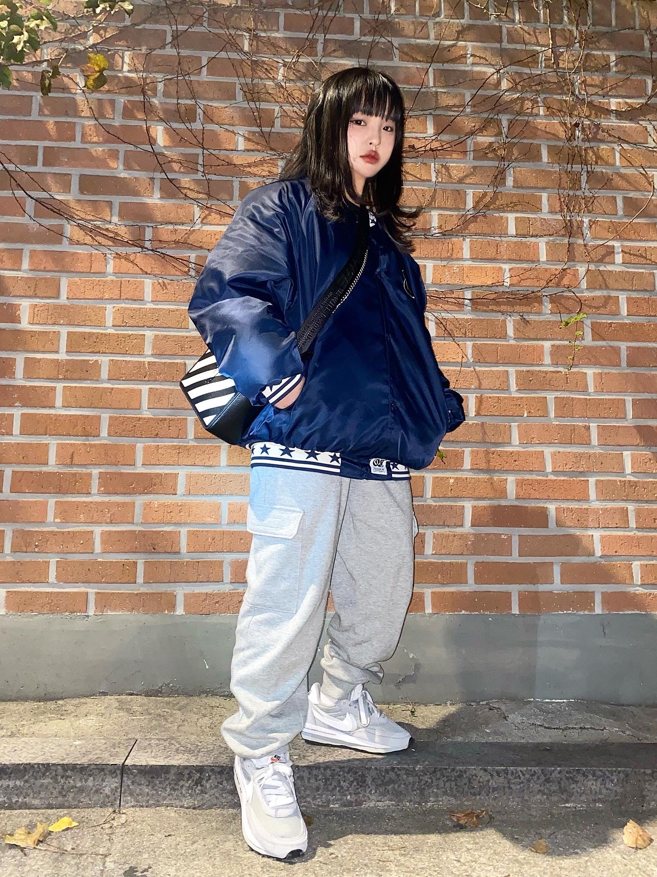 Nike x Sacai x Fragment LDWaffle Light Smoke Grey 착용 스타일