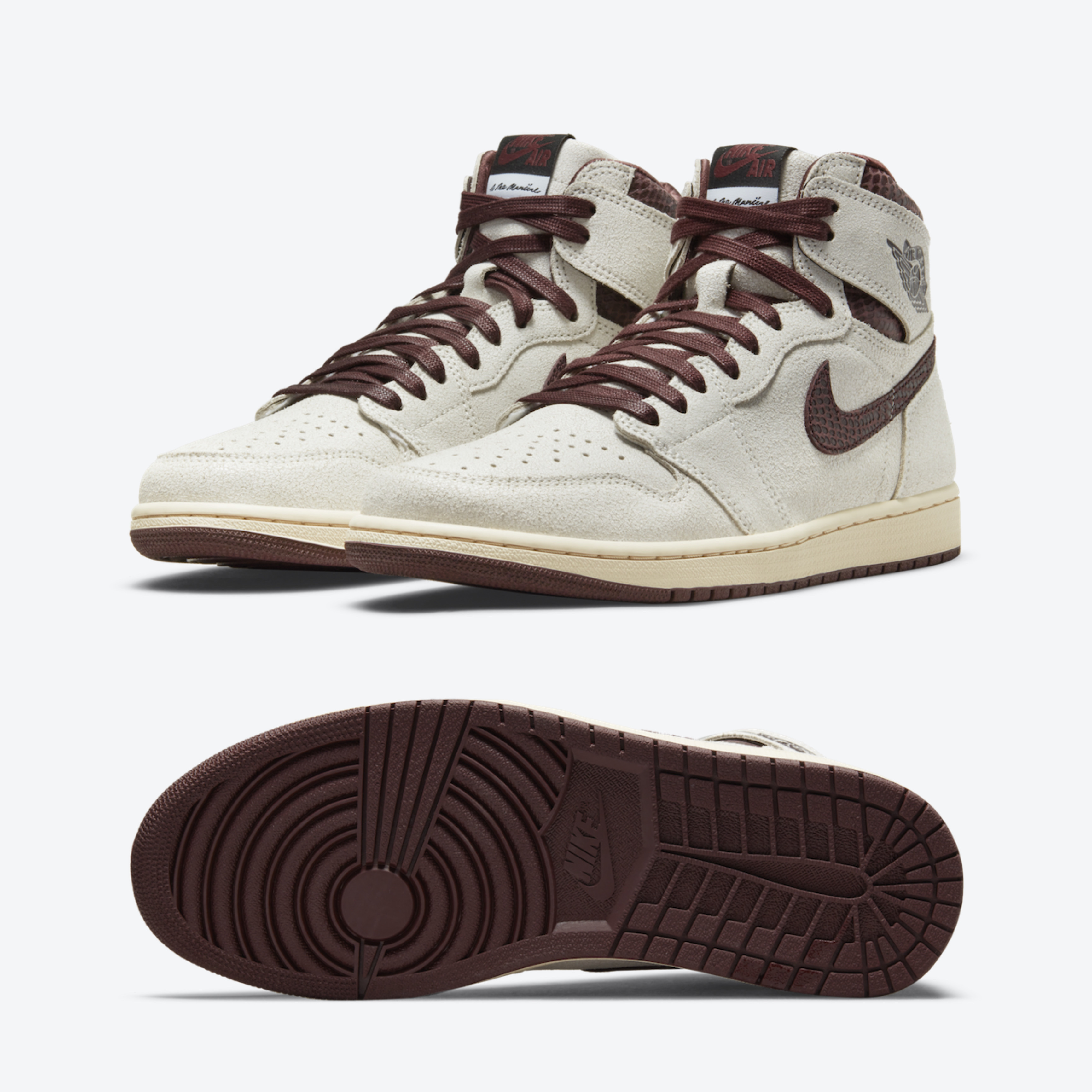 Jordan 1 x A Ma Maniere Retro High OG SP Sail and Burgundy, (PS) Jordan 1 x A Ma Maniere Retro High OG SP Burgundy and Sail 착용 스타일 - 2