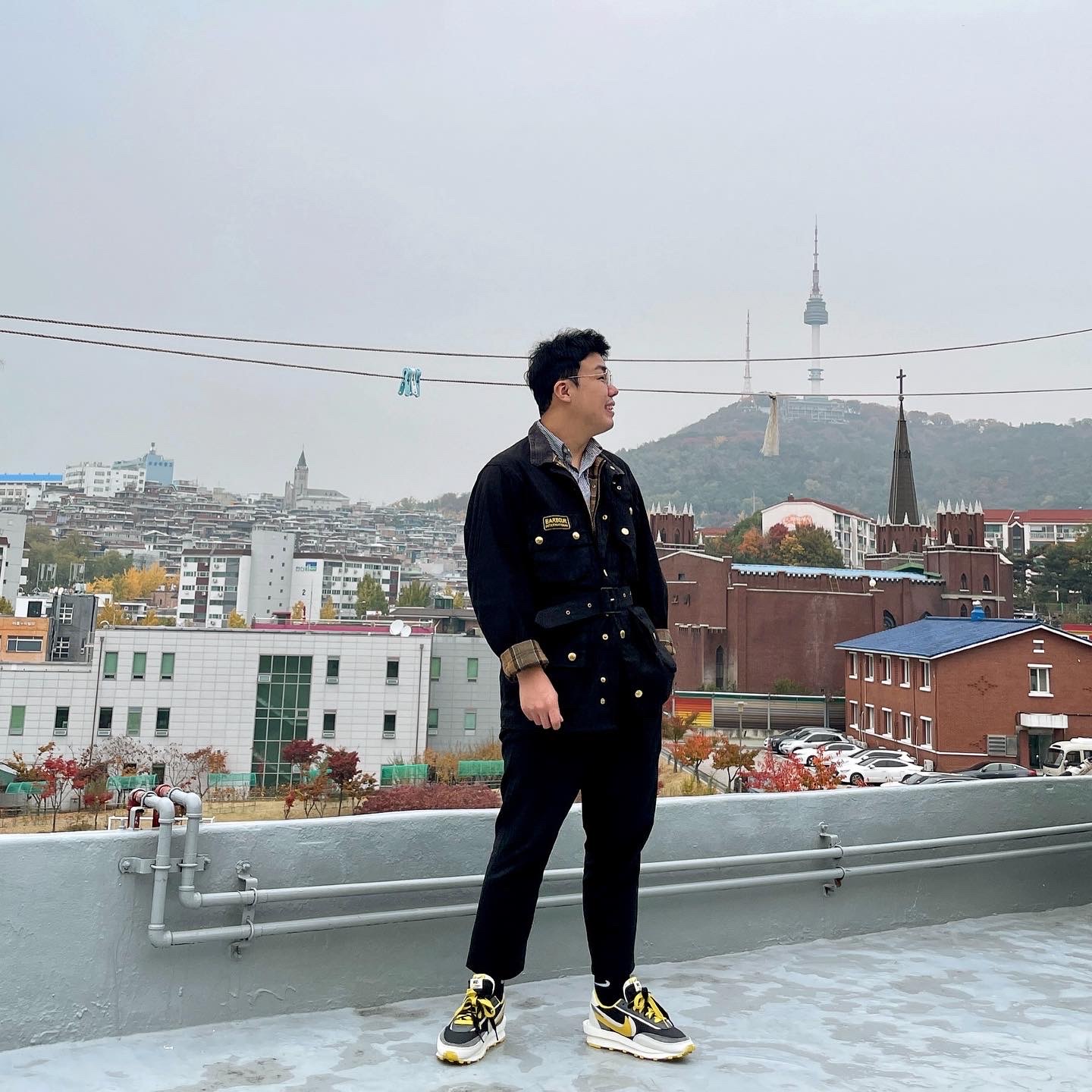Nike x Sacai x Undercover LDWaffle Black Bright Citron 착용 스타일 - 3